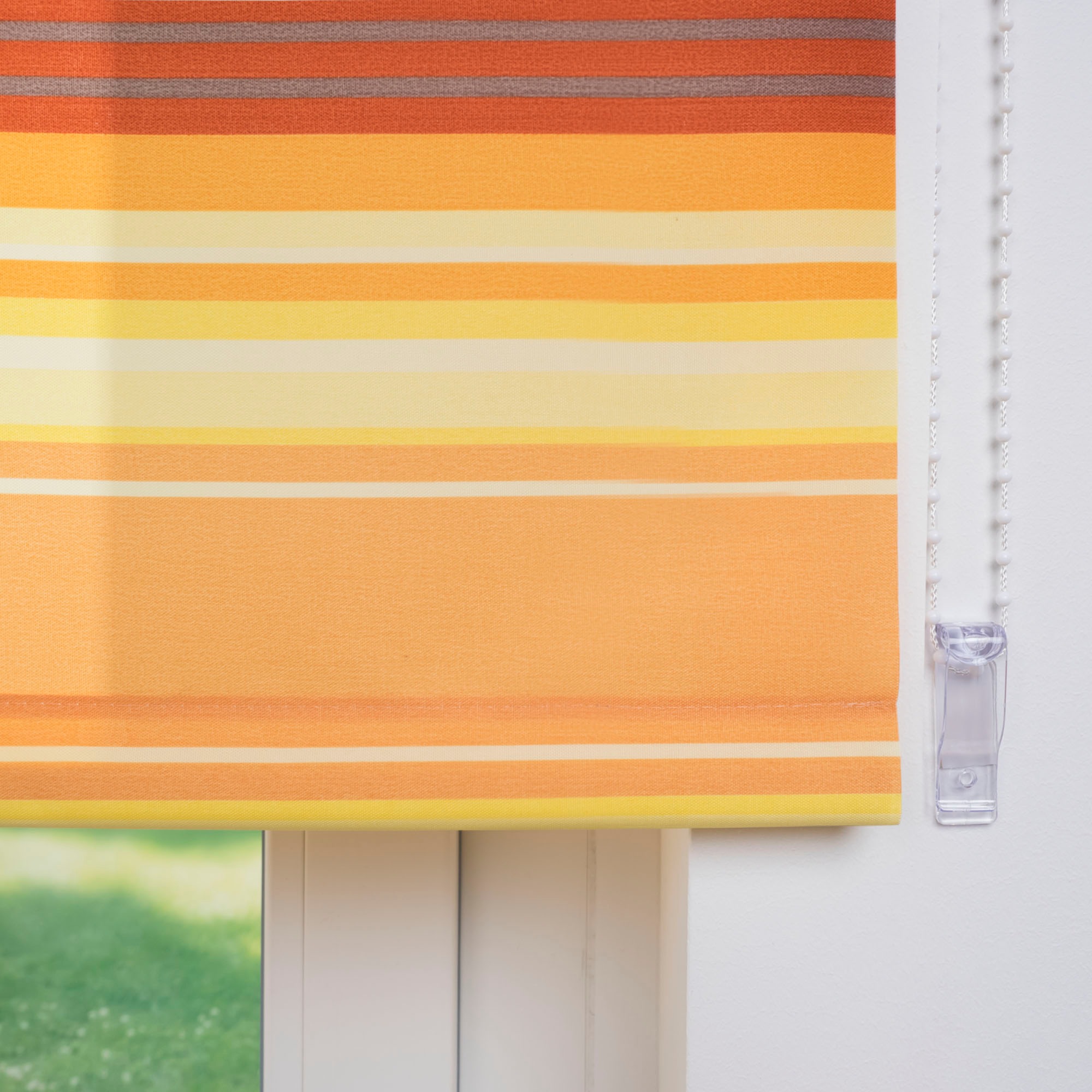 Liedeco Seitenzugrollo »Streifen orange«, Lichtschutz, freihängend, Seitenzugrollo, Kettenzugrollo, Dekorrollo - Streifen orange