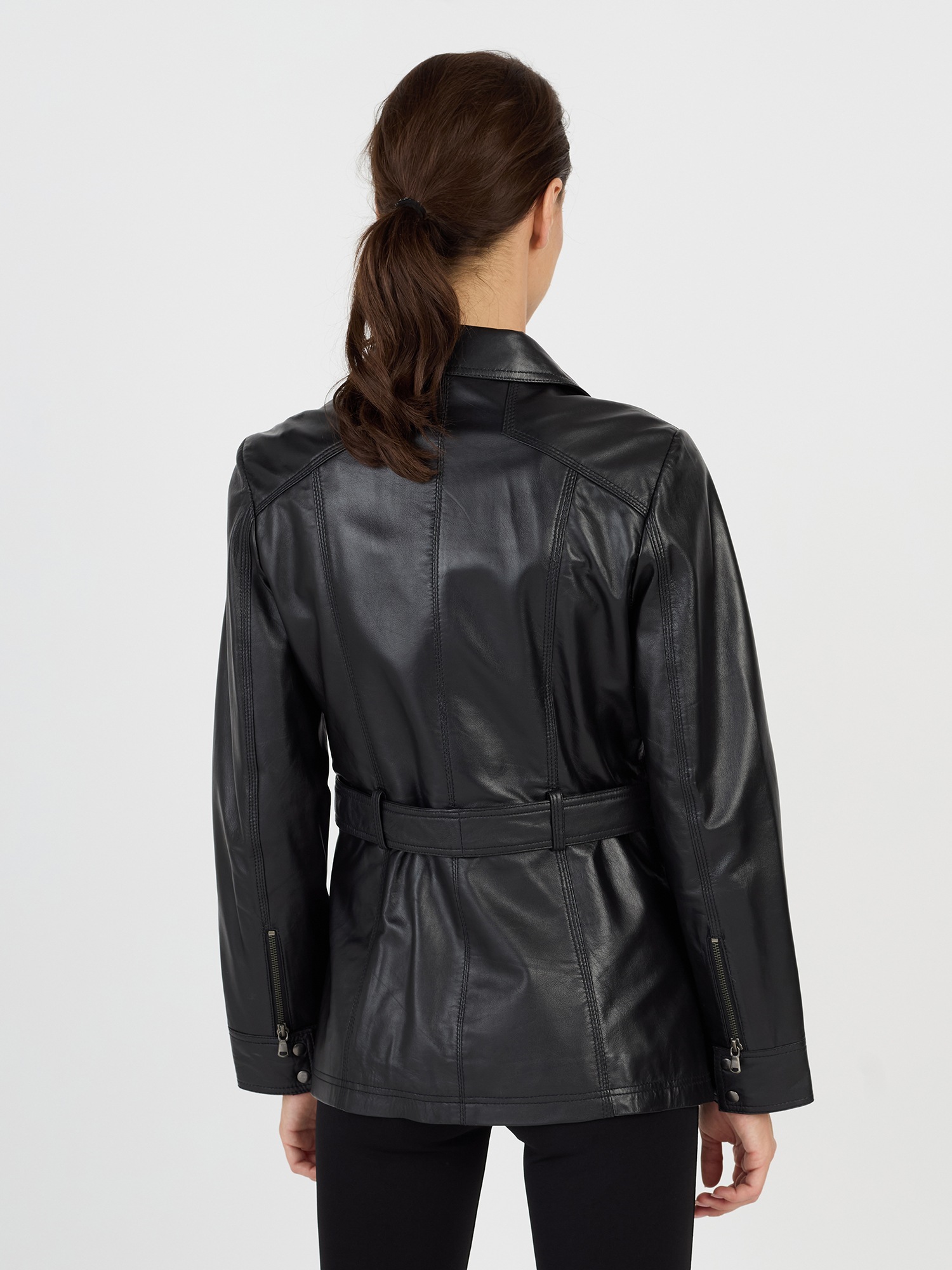 JCC R6382 Women's Leather Jacket Black Size 38 3