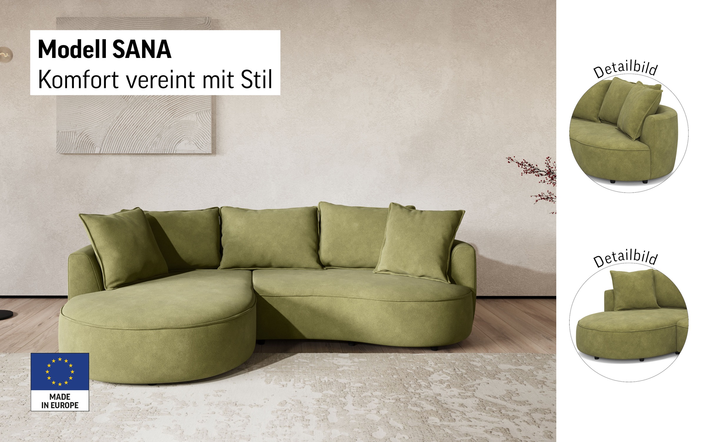 Thumbnail - COTTA Ecksofa "Sana L-Form, Breite 260 cm" Loungesofa mit Wellenunterfederung