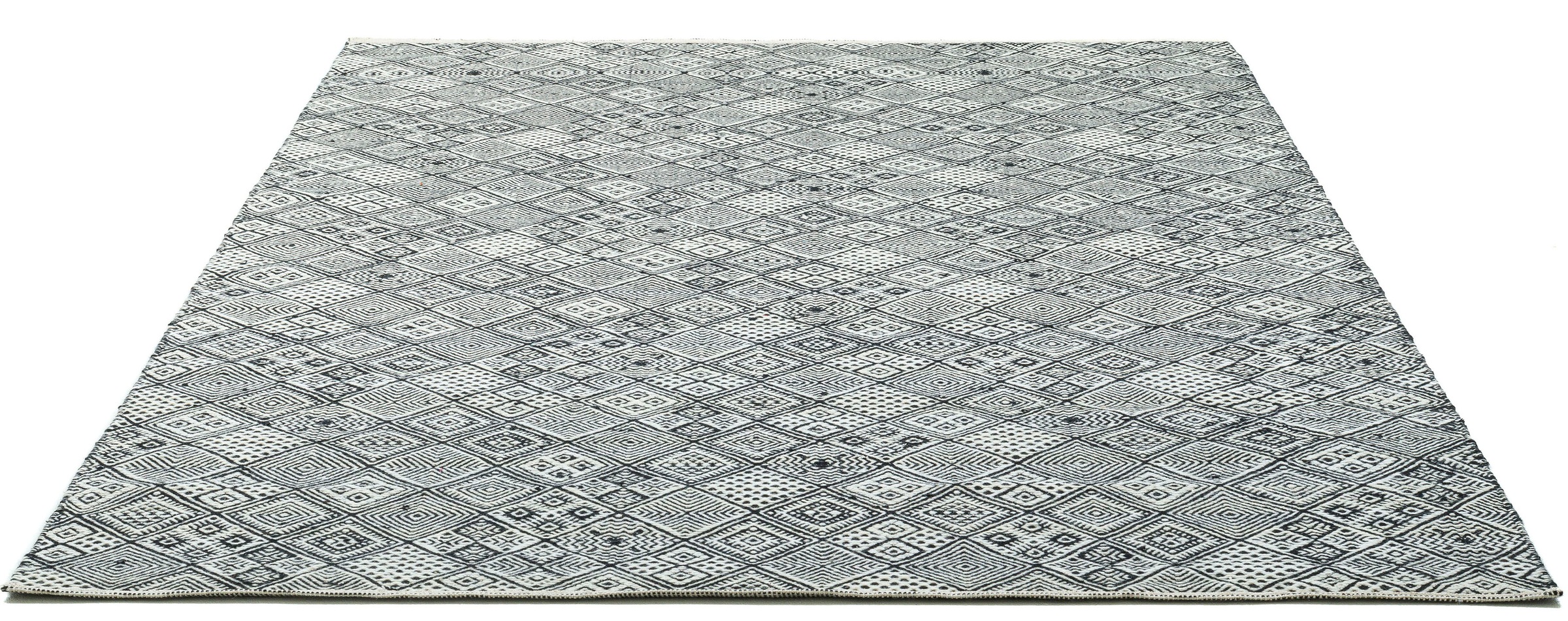THEKO Wollteppich "Molde - 14005", rechteckig, Handweb Teppich, reine Wolle, handgewebt, Scandi Design, Rauten Muster