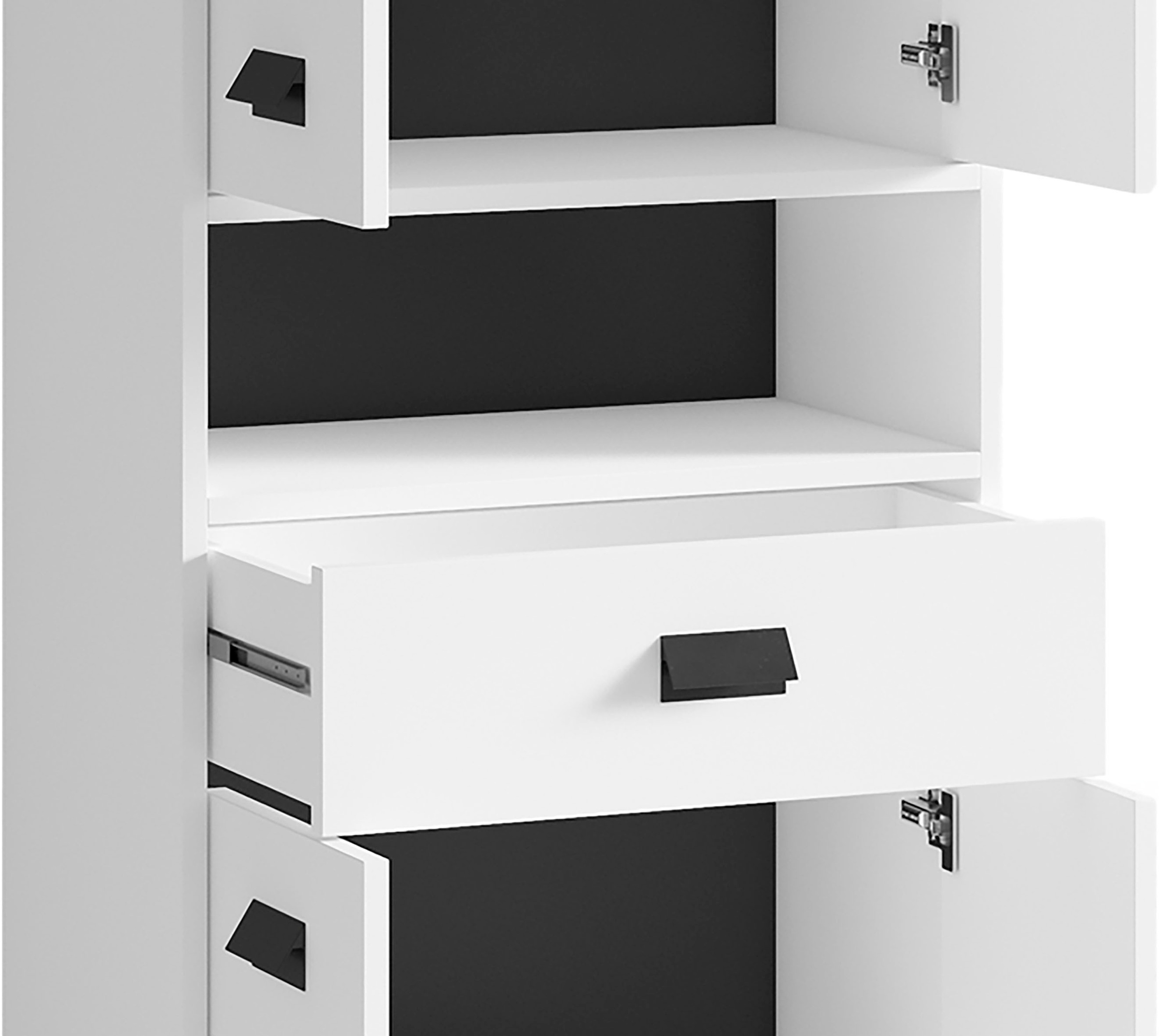 byLIVING Hochschrank »Wellness«, Badezimmer Hochschrank mit 4 Türen und Schubkasten für viel Stauraum
