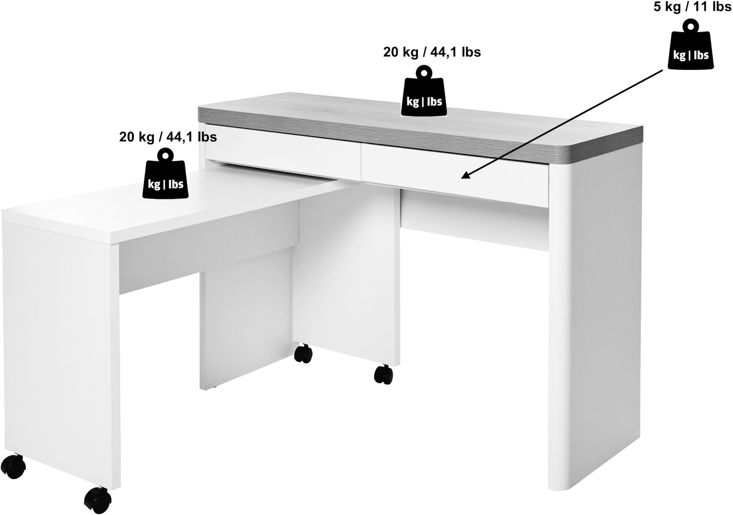 Jahnke Schreibtisch bestellen »LIBRE WORK«, ineinander schiebbar SMART 2 BAUR | Tische