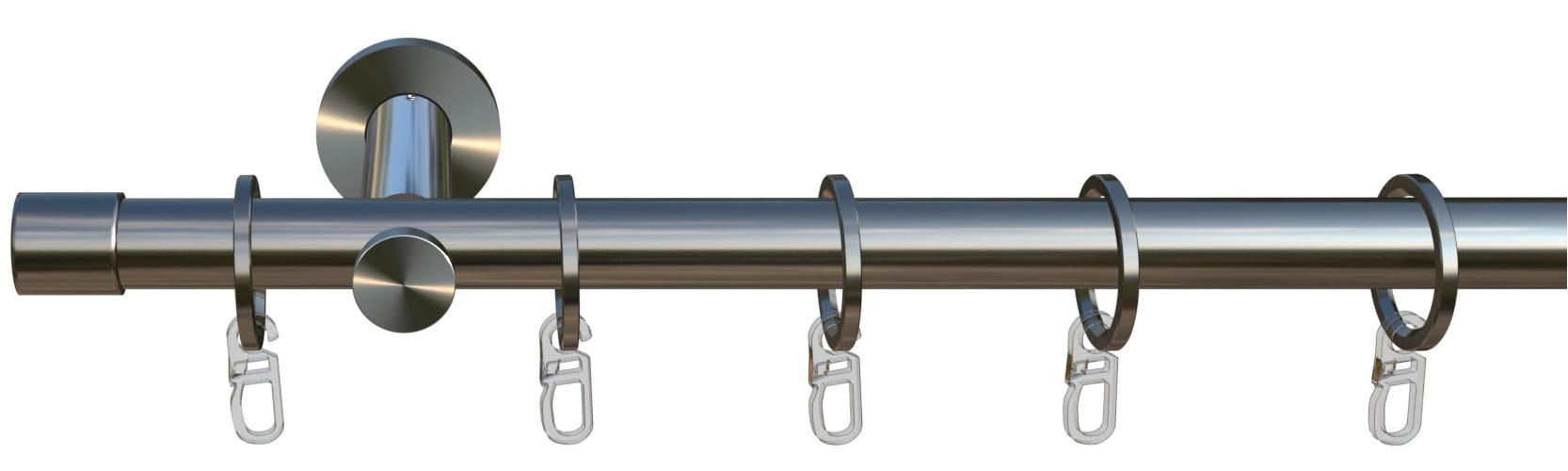 indeko Gardinenstange »Linz« Ø 16 mm 1 läufig-läufig Wunschmaßlänge Komplett-Set inkl. Ringen,Faltenlegehaken und Montagematerial
