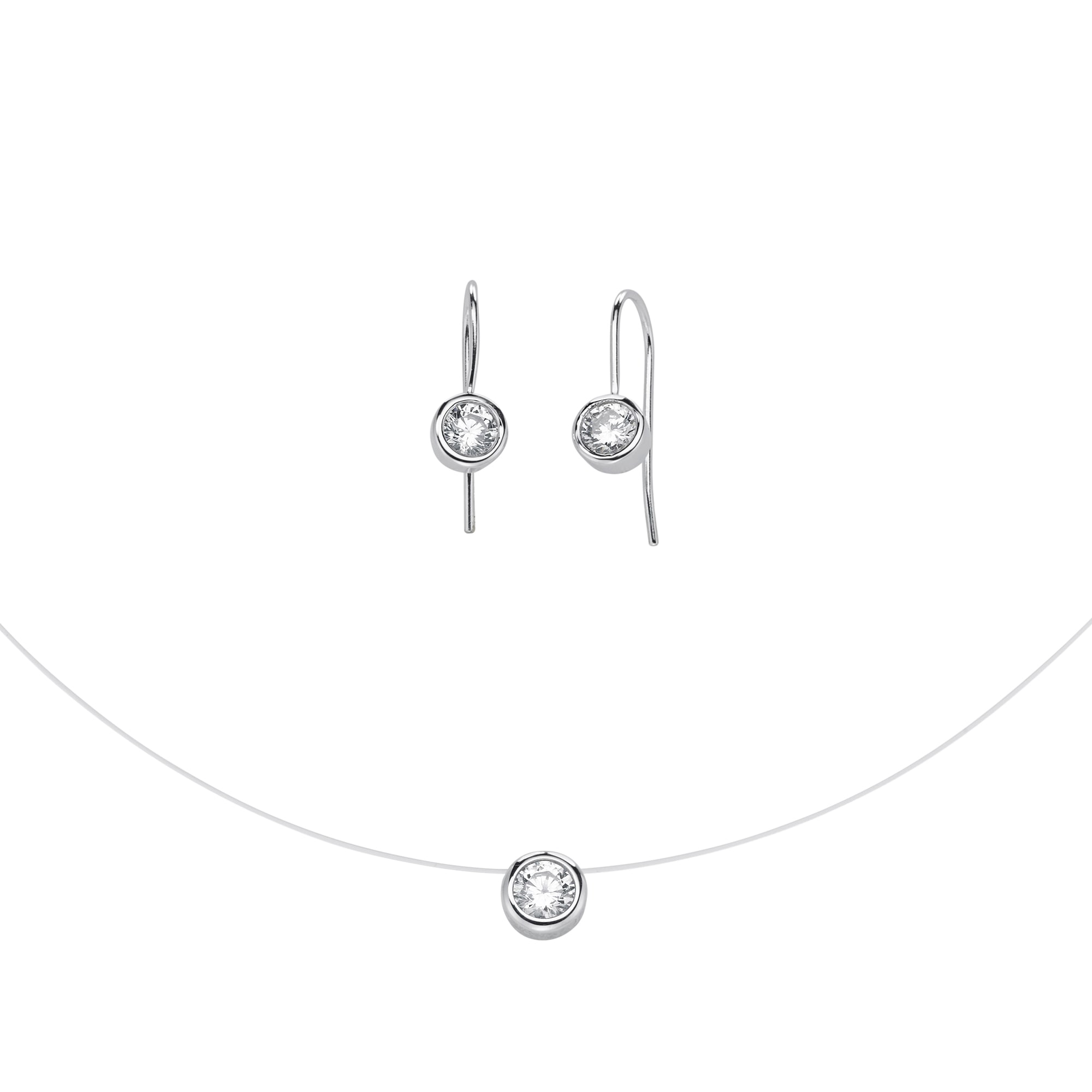 Firetti Ohrring und Ketten Set »Schmuck Geschenk Silber 925 Ohrringe Halskette mit Anhänger Solitär«, (Set, 2 tlg.), mit Zirkonia (synth.)
