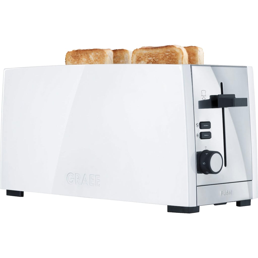 Graef Toaster »TO 101, weiß-matt«, 2 lange Schlitze, für 4 Scheiben, 1380 W