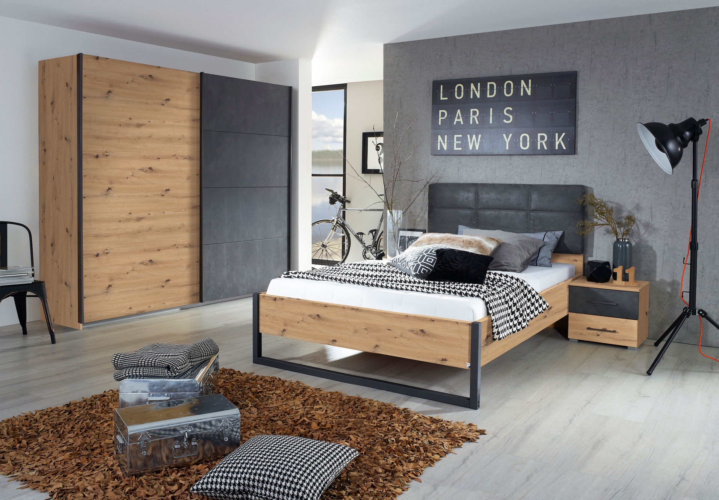 rauch Bett "Tampa", im modernen Industrial Style, Bettenkufe aus Metall