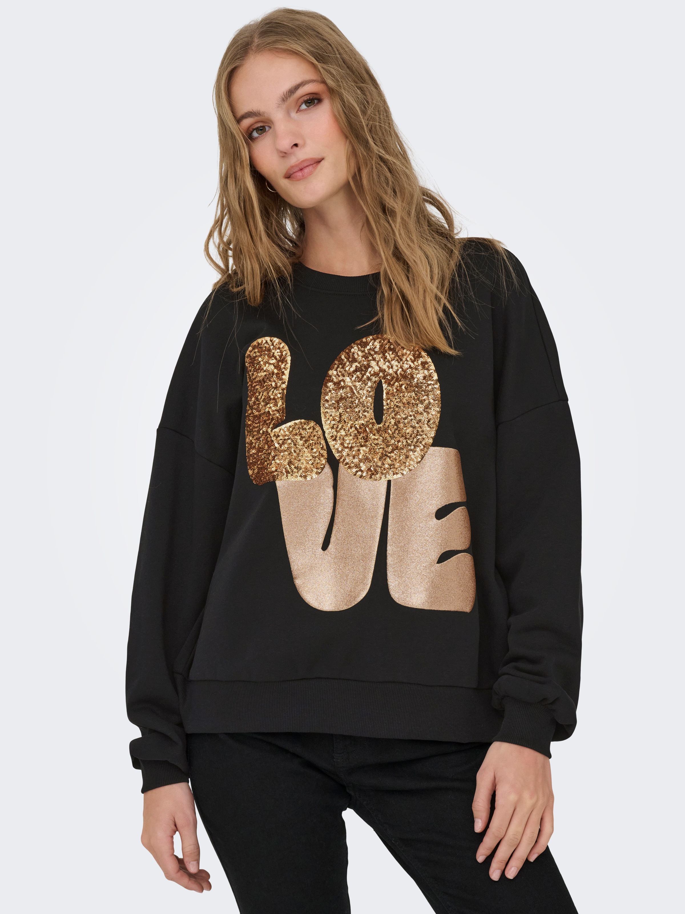 ONLY Sweatshirt "ONLLALLY L/S LOVE O-NECK CS SWT" günstig online kaufen