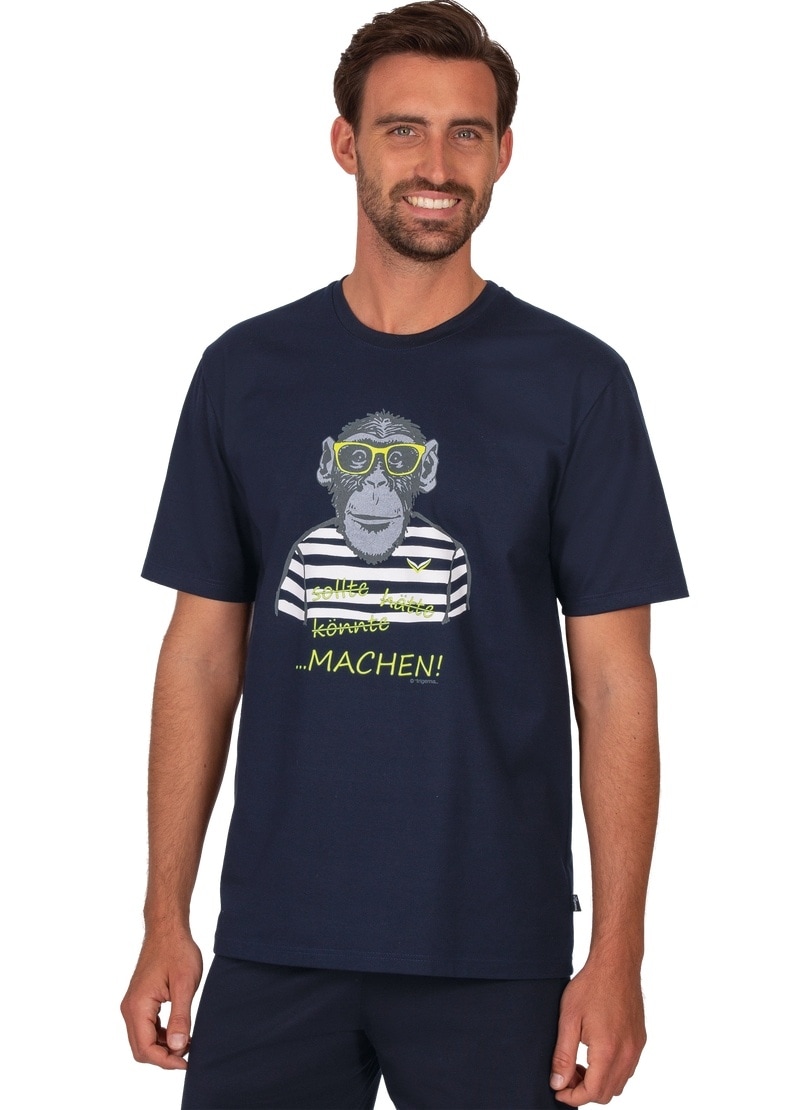 Trigema T-Shirt »TRIGEMA T-Shirt mit großem Affen-Aufdruck«, (1 tlg.)