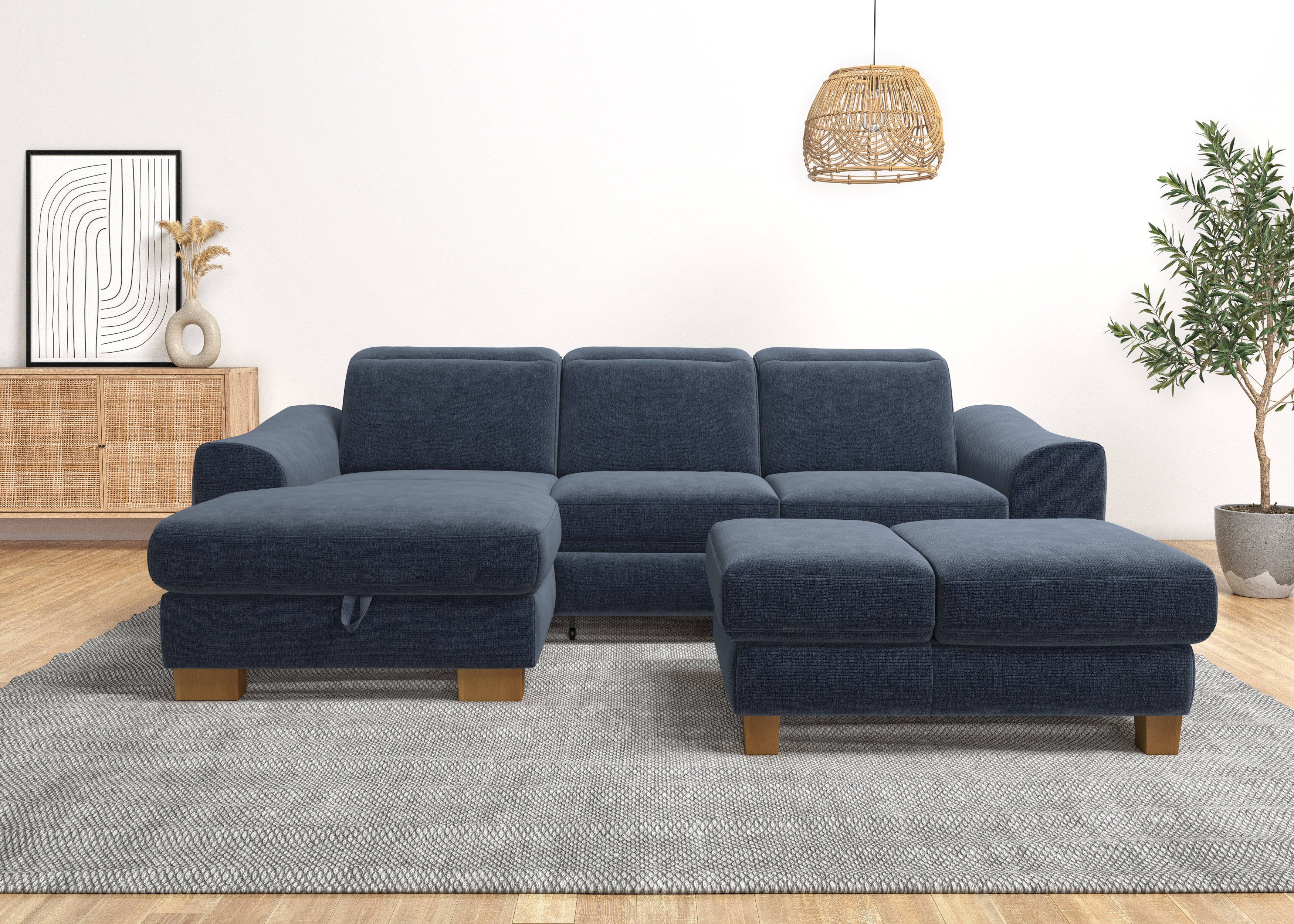 Home affaire Ecksofa "Dundee L-Form" wahlweise mit Kopfteilverstellung und zusätzlich mit Schlaffunktion