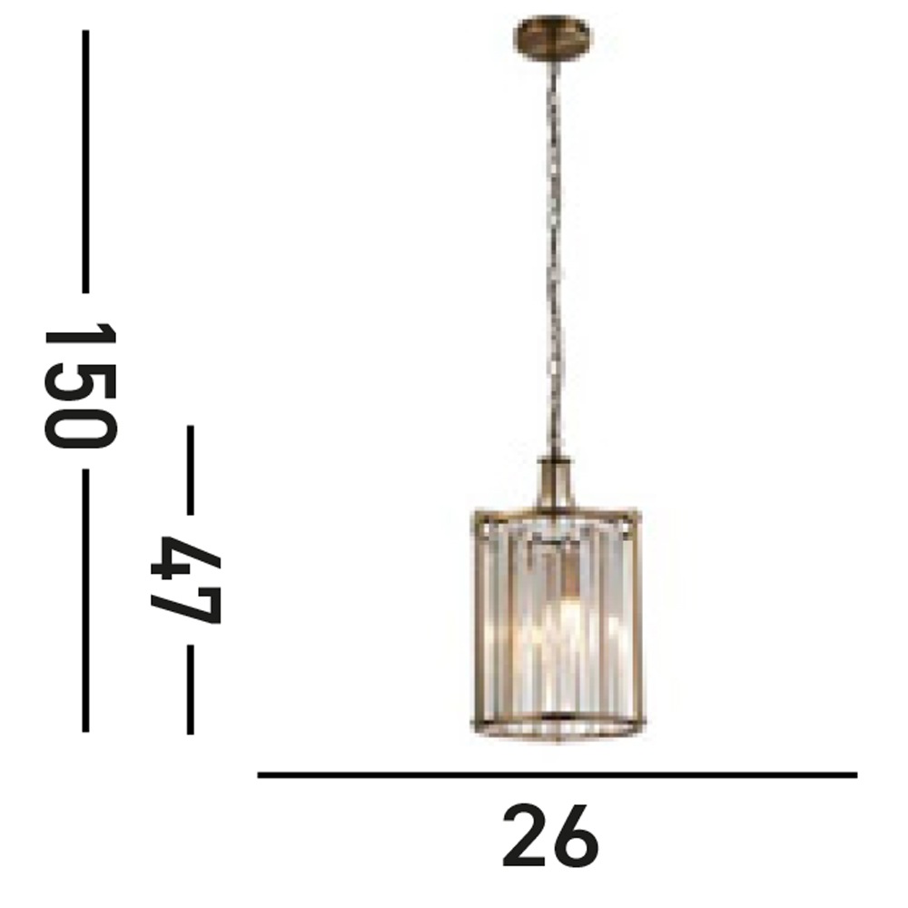 Searchlight Hängeleuchte »Victoria  2Lt Pendant - Antique Brass Metal & Clear Crystal« E14 1 Stk.