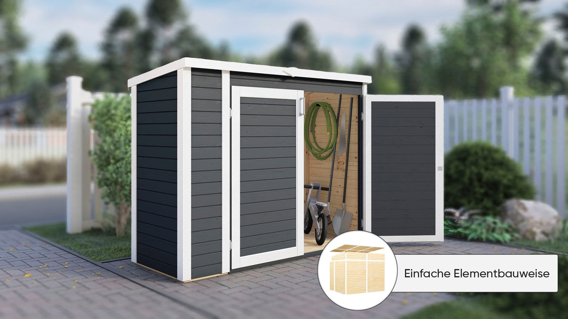 KONIFERA Mülltonnenbox "Gartenschrank Multi 3" aus Fichte, BxTxH: 200x82x163 cm