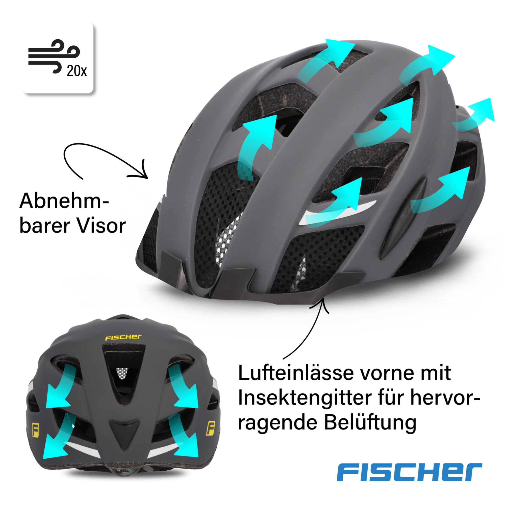 FISCHER Fahrrad Fahrradhelm »Urban Levin S/M«, Verstellbarer Innenring-System; mit beleuchtetem Innenring-System