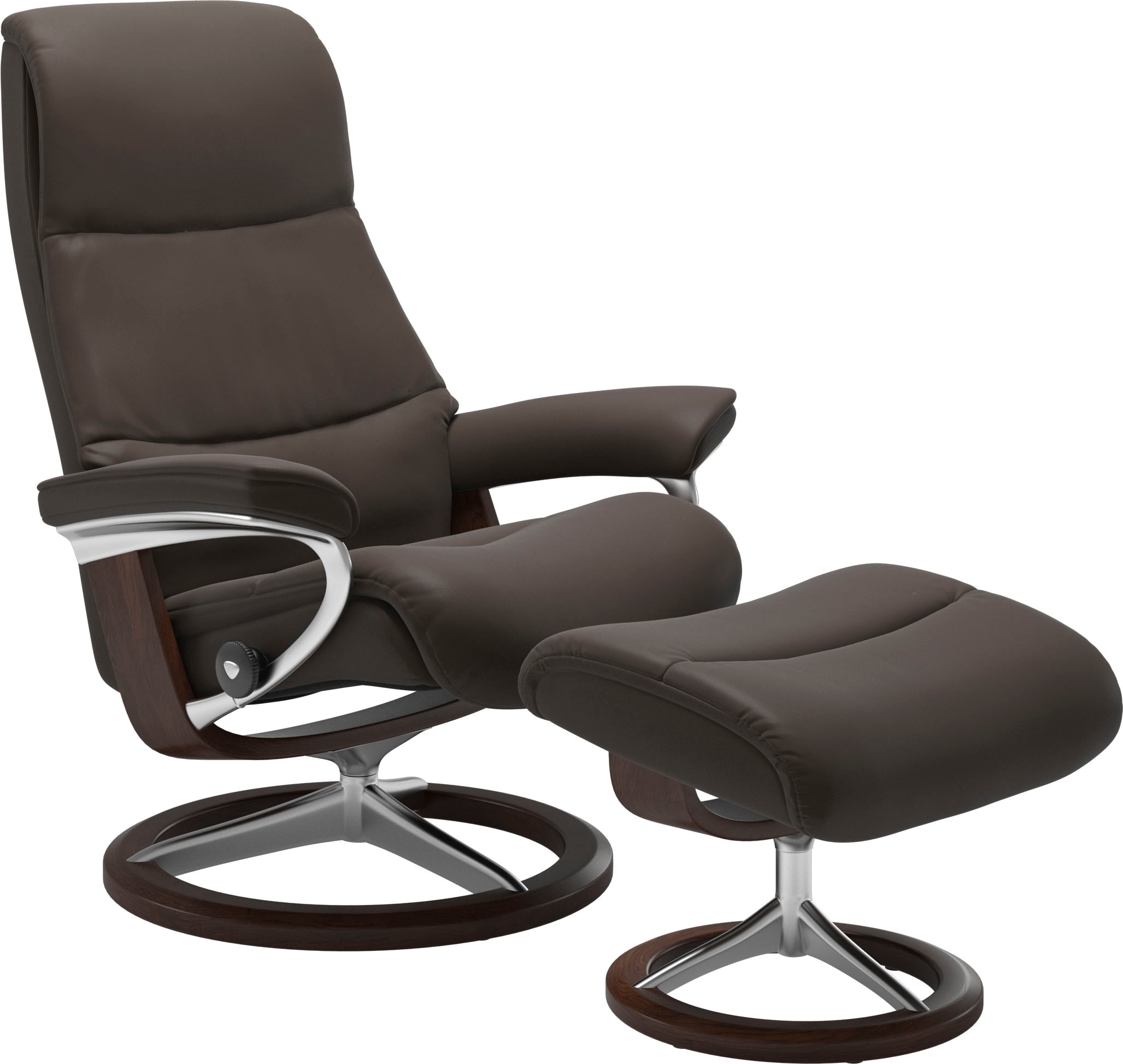 Stressless Relaxsessel "View" Set, Relaxsessel mit Hocker, mit Signature Base, Größe S,Gestell Braun