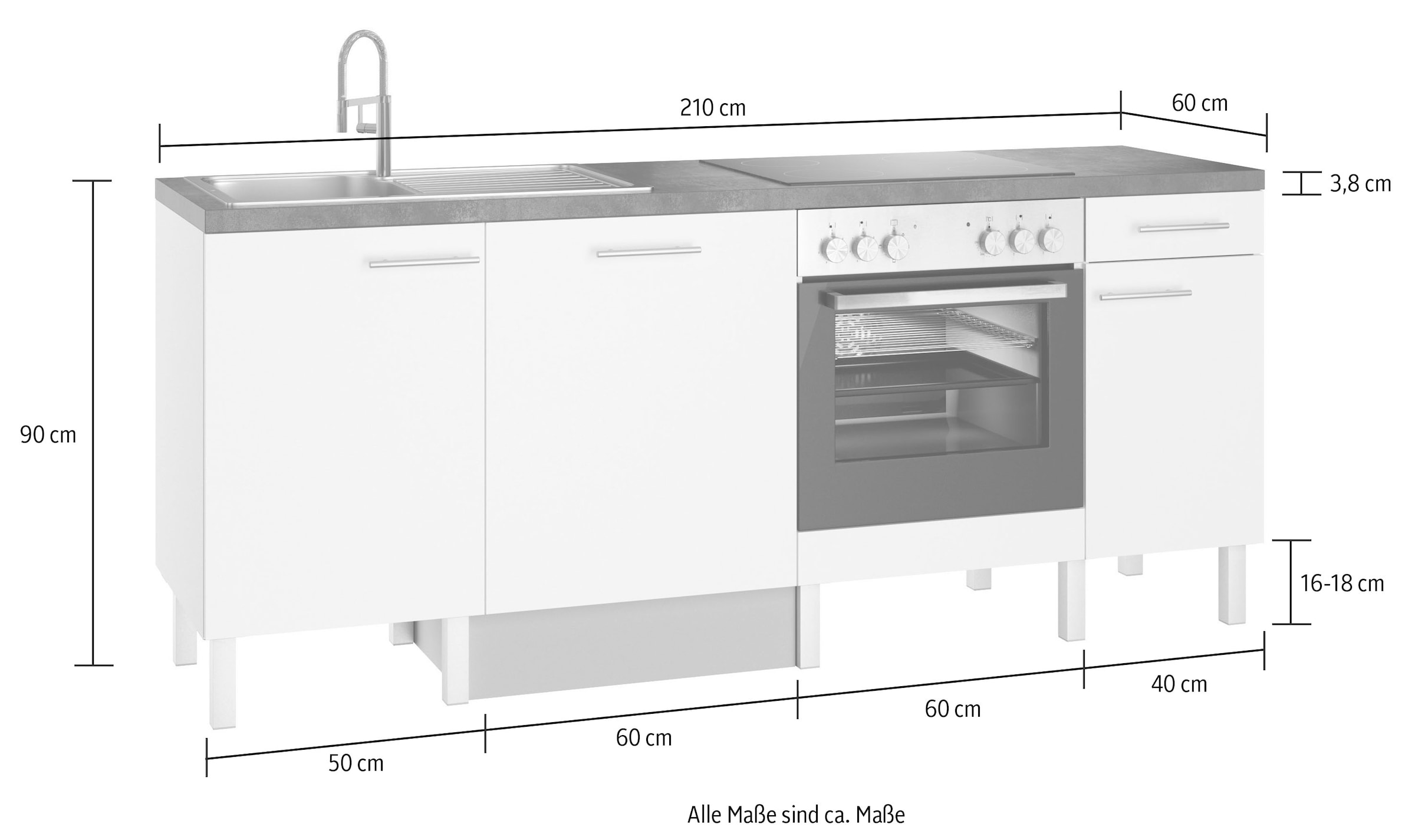Küche mit Breite »Lilly«, | E-Geräten OPTIFIT kaufen BAUR 210, wahlweise