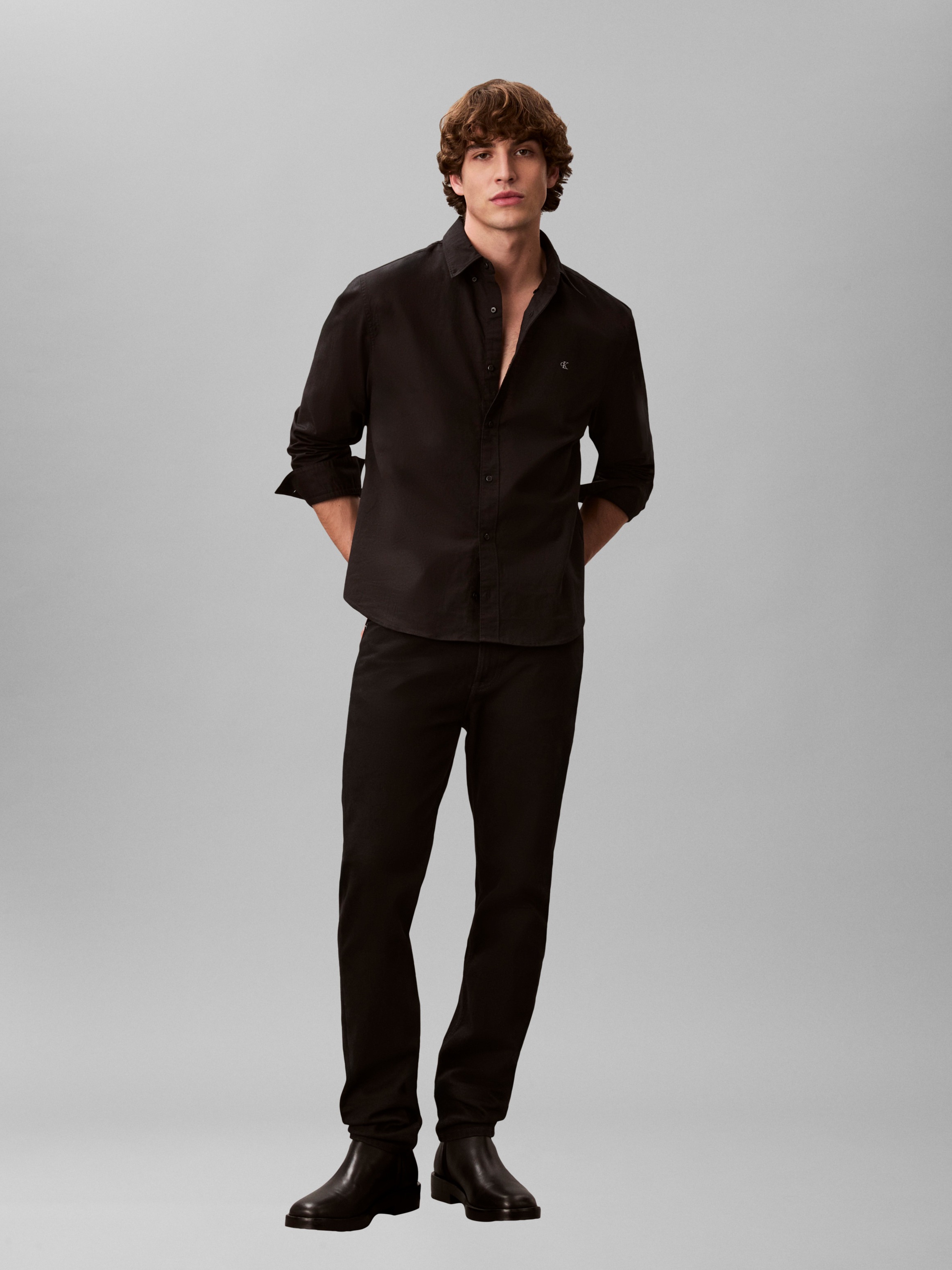 Calvin Klein Langarmhemd »LS SOLID OXFORD CLASSIC SHIRT« Mit Rundhalsausschnitt