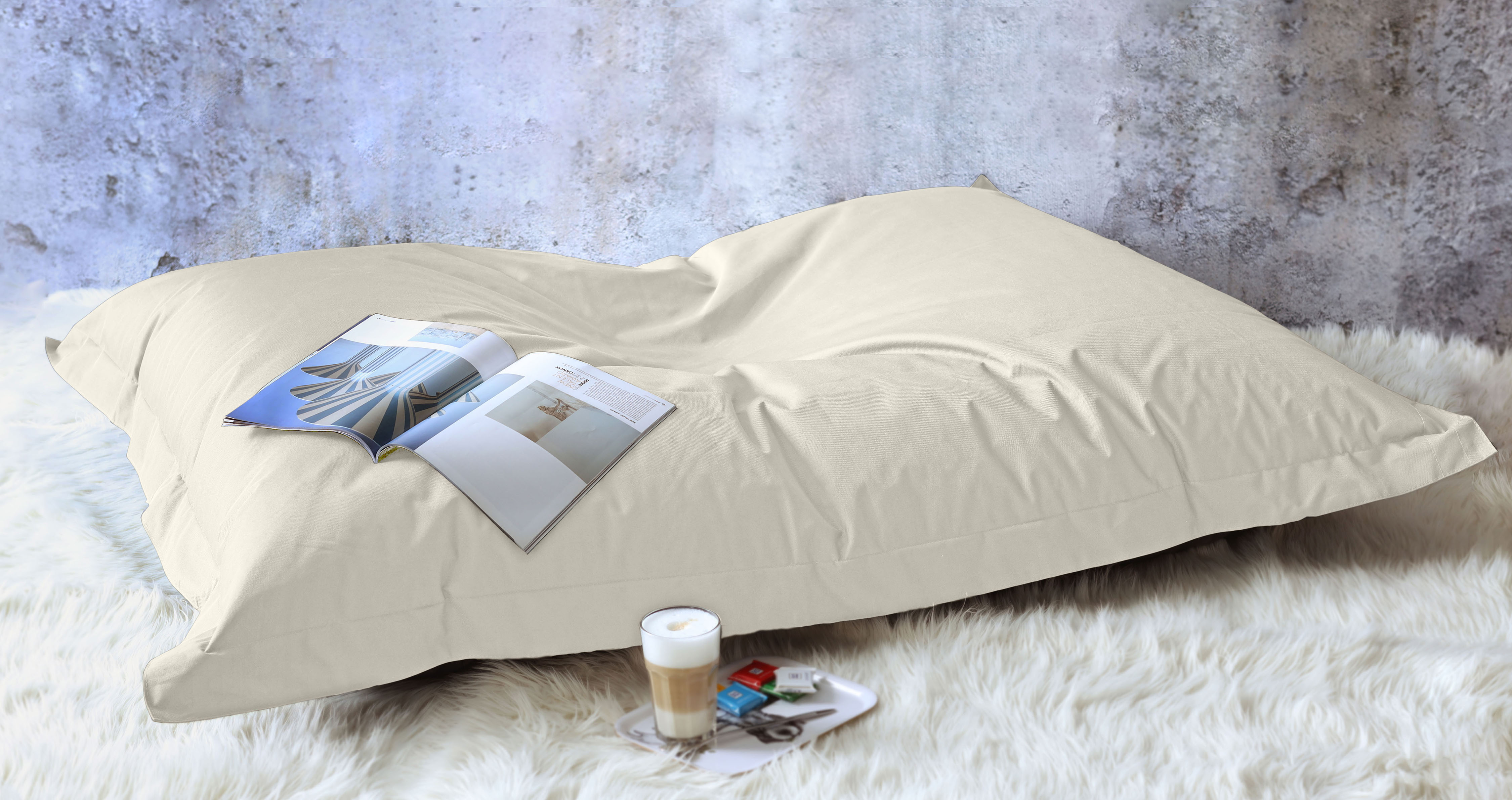 Sitzsack KINZLER, B:130cm H:15cm, beige, Baumwolle, Kinderzimmer, Sitzsäcke, "Sylt", Uni Farben, Bezug aus Baumwolle, ideal im Wohnzimmer &