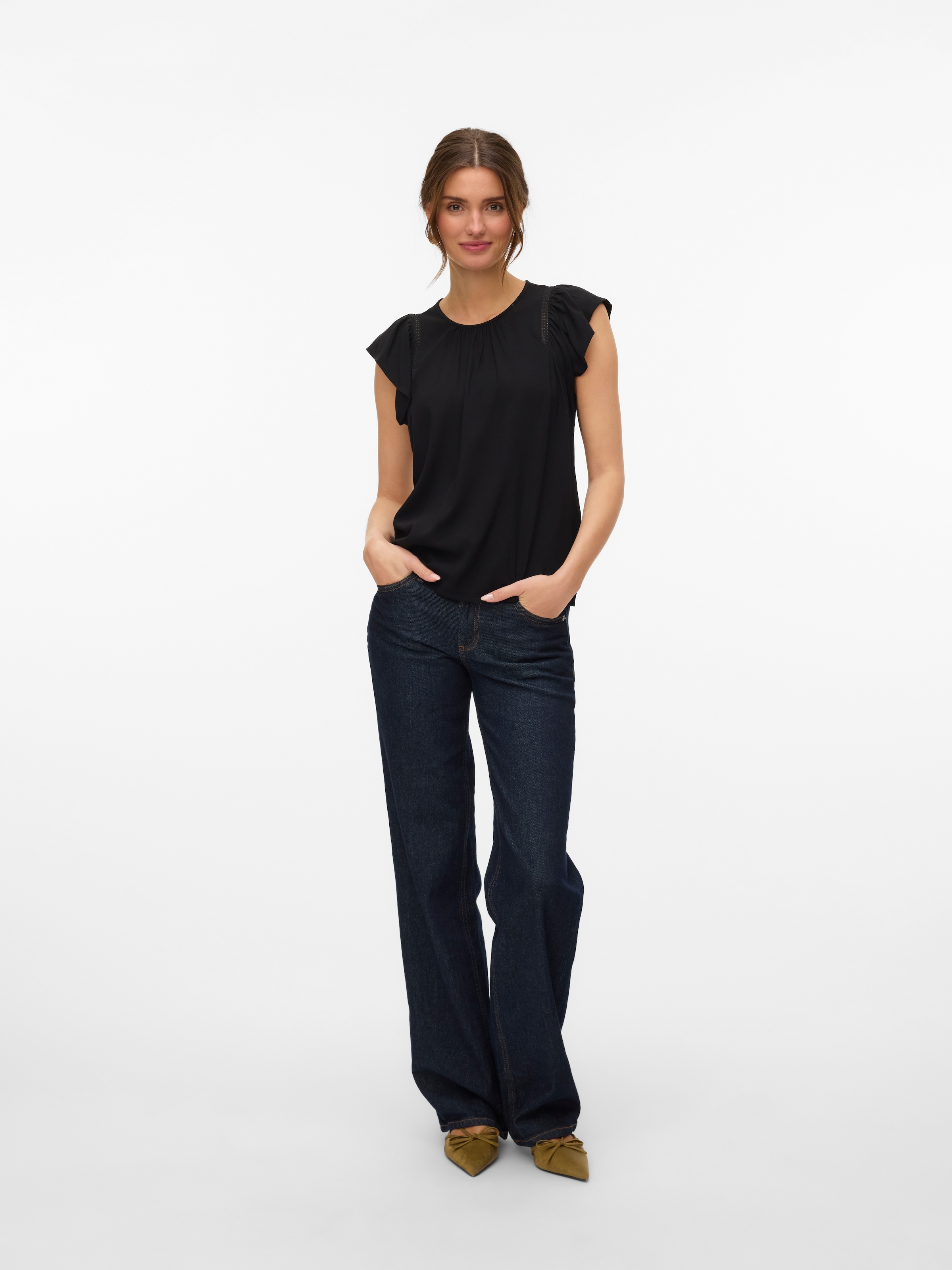 Vero Moda Kurzarmbluse »VMBELLA SS LACE TOP WVN GA NOOS«