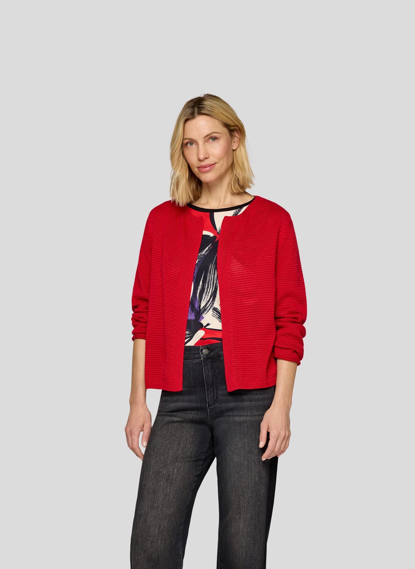 Rabe Cardigan Strickjacke ohne Verschluss / Rundhals