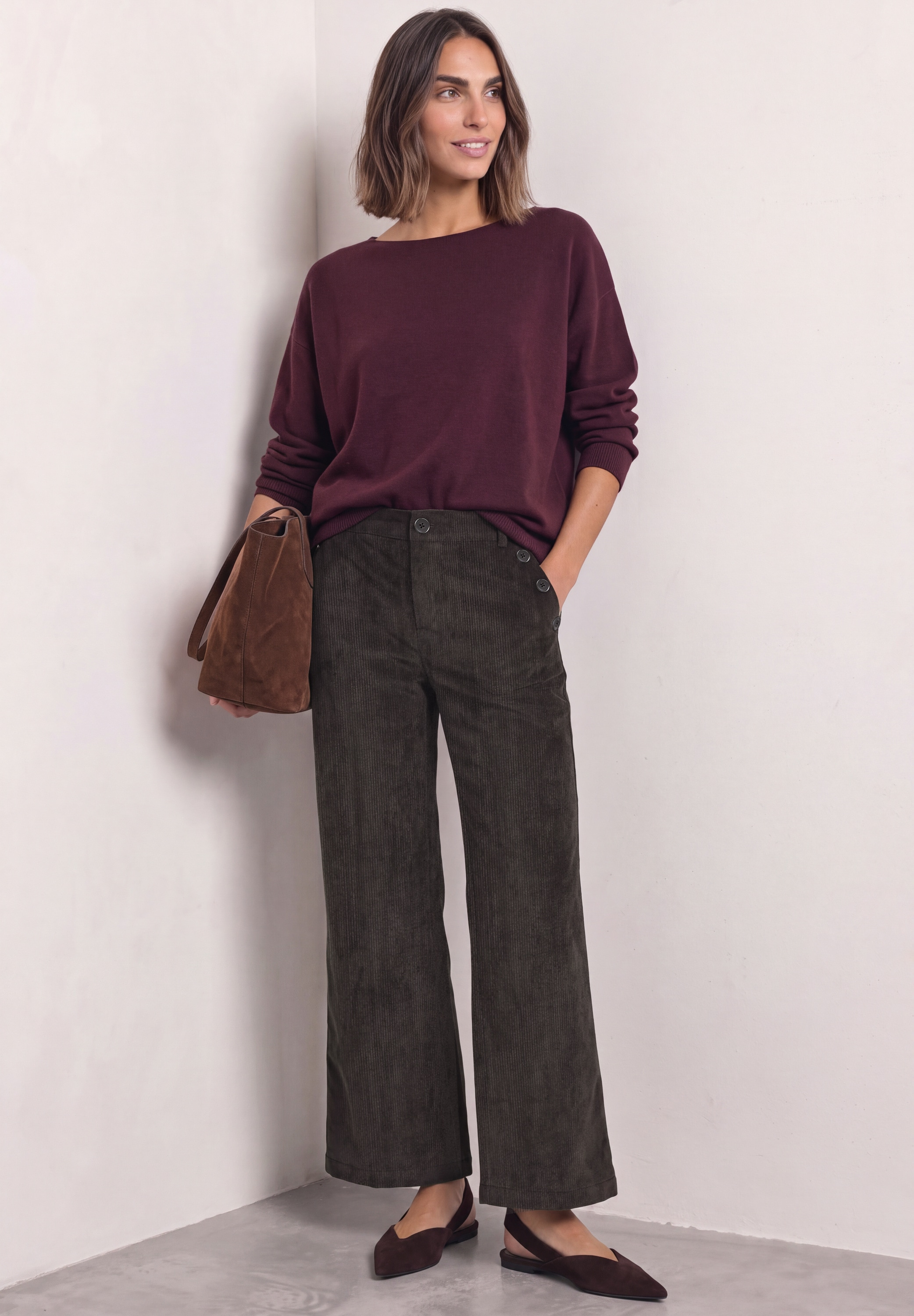 STREET ONE Cordhose  Knopfdetail