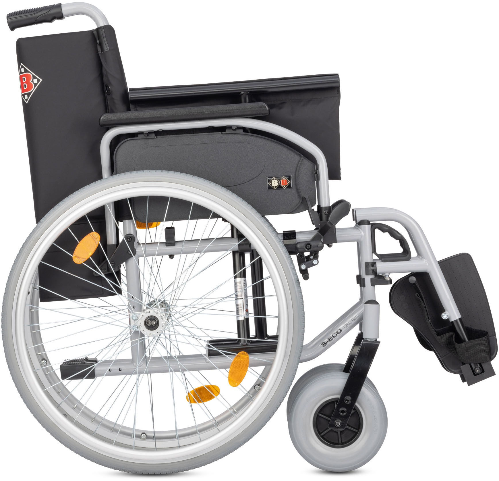 Bischoff & Bischoff Transportrollstuhl »S-Eco 300, variable Sitzbreiten«, abschwenkbare Beinstützen, Ankipphilfe