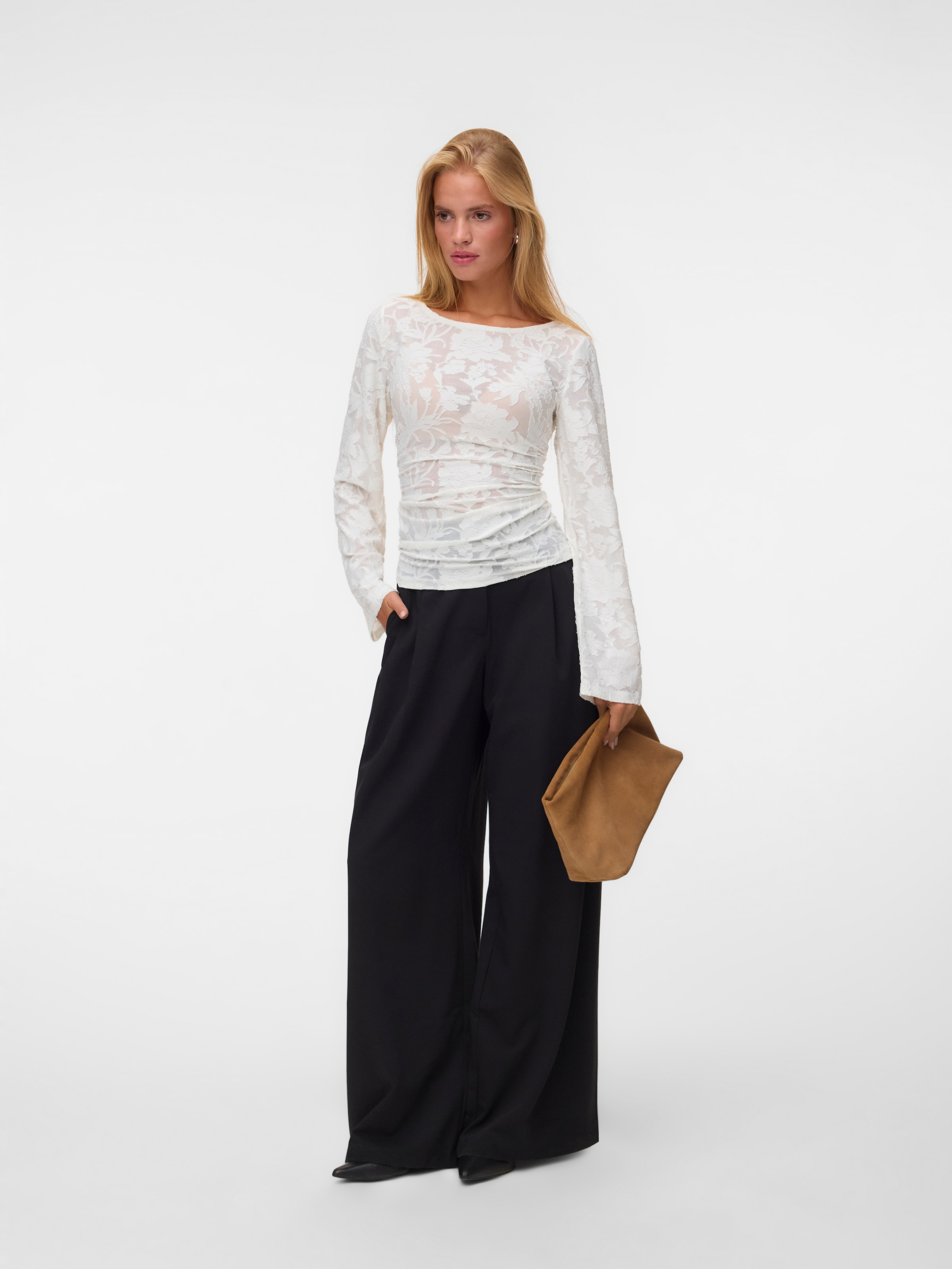Vero Moda Langarmshirt »VMLAYLA LS GATHERING TOP JRS NOOS« Materialmix, regular fit