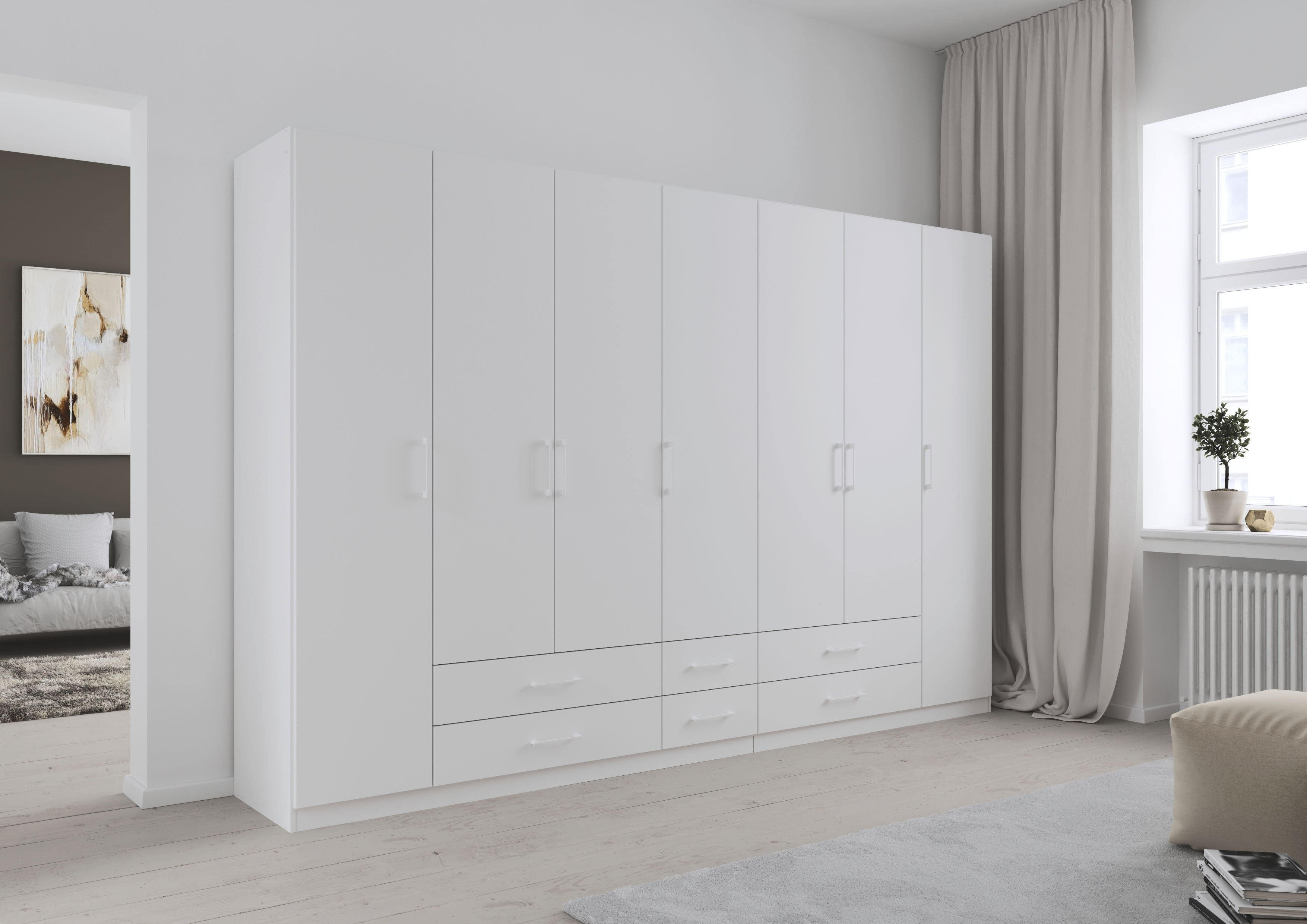 rauch Drehtürenschrank "Kleiderschrank Garderobe GAMMA Breiten 315 cm" in 3 Ausstattungen BASIC/CLASSIC/PREMIUM (inkl. SOFT-CLOSE-Funktion), mit Schubladen, verschiedene Griff-Varianten TOPSELLER MADE IN GERMANY