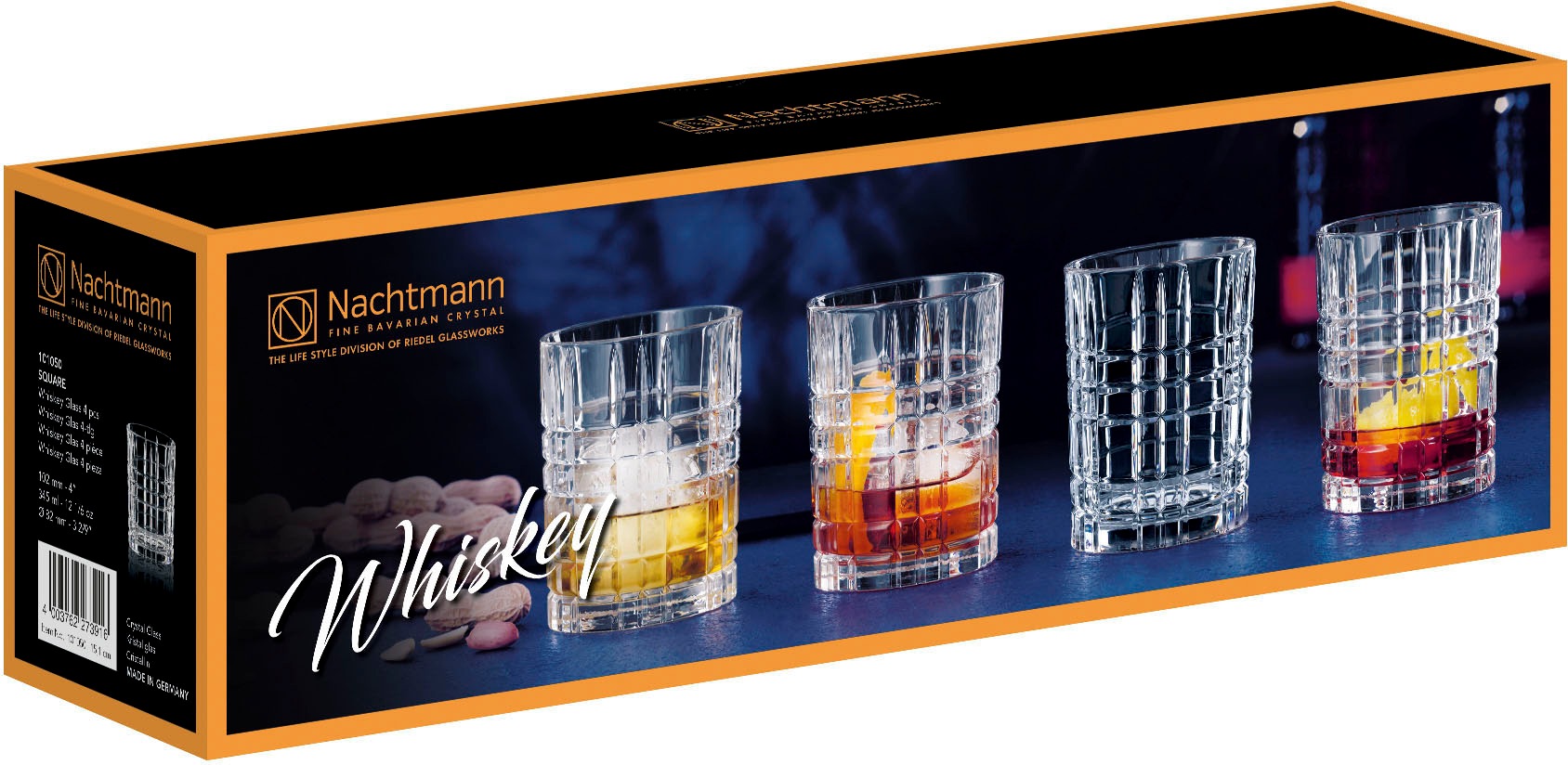 Nachtmann Whiskyglas »Square« Made in Germany, 345 ml, 4-teilig