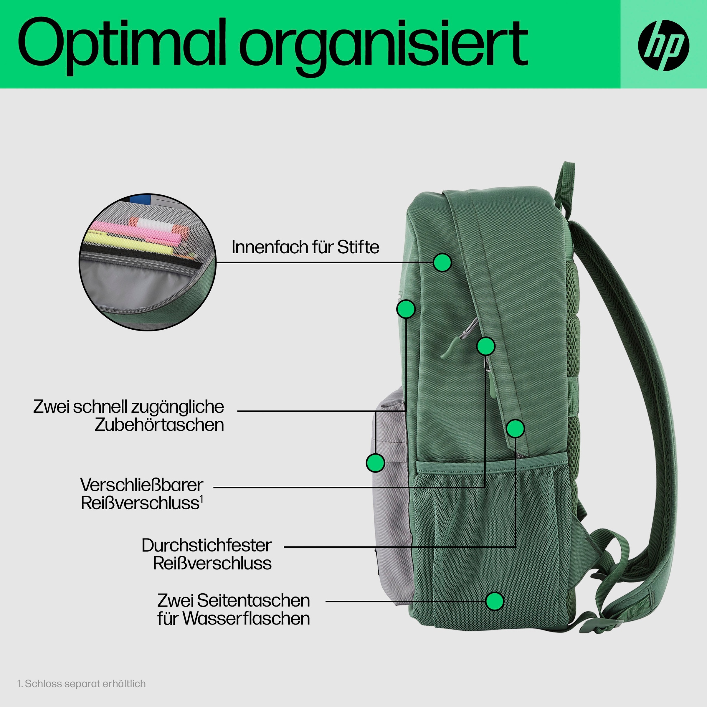 HP Notebook-Rucksack »Campus (grün)«
