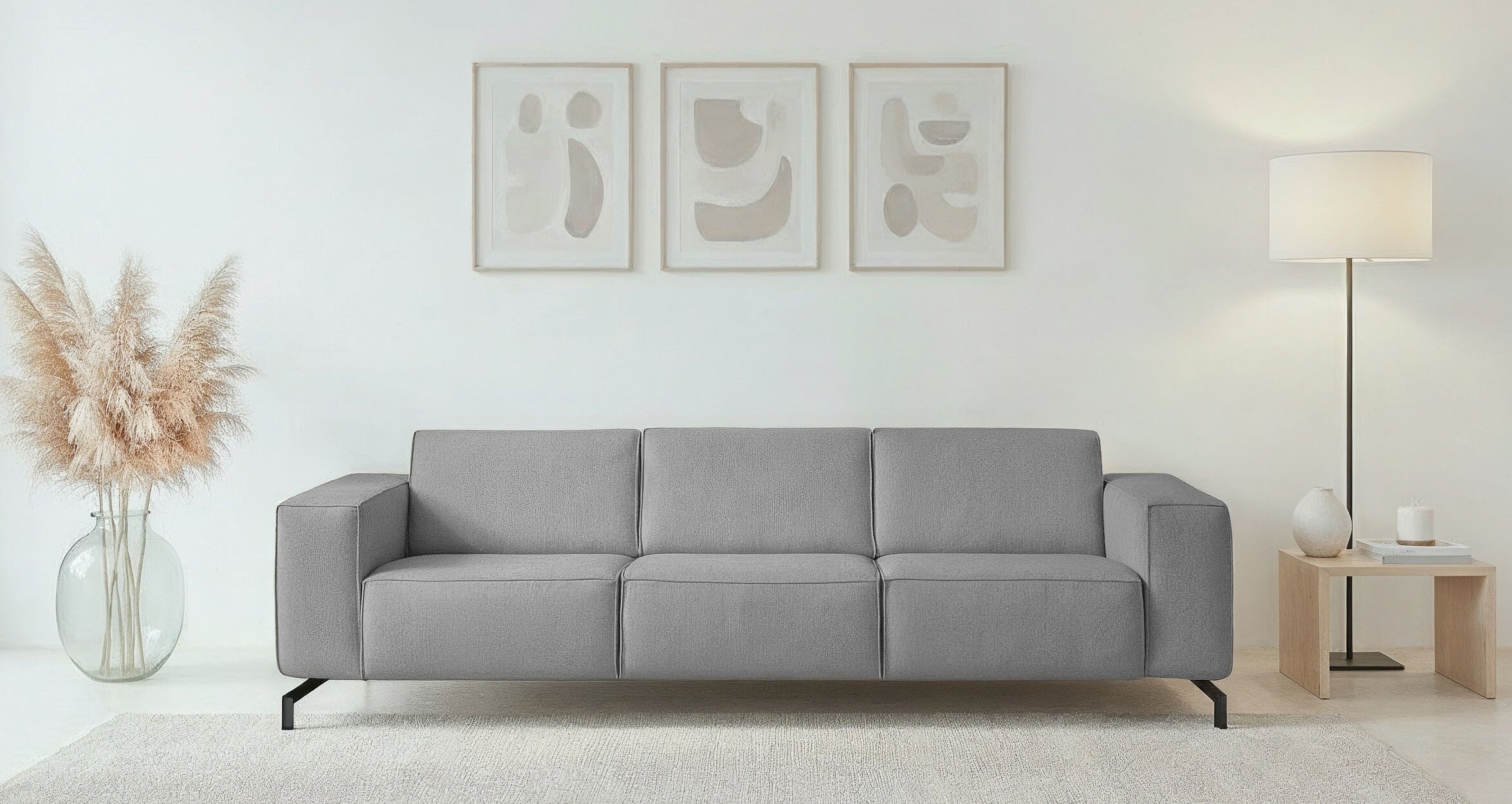 Home affaire 3-Sitzer "Lorcan 257 cm, weiches Sitzgefühl" mit schwarzen Met günstig online kaufen