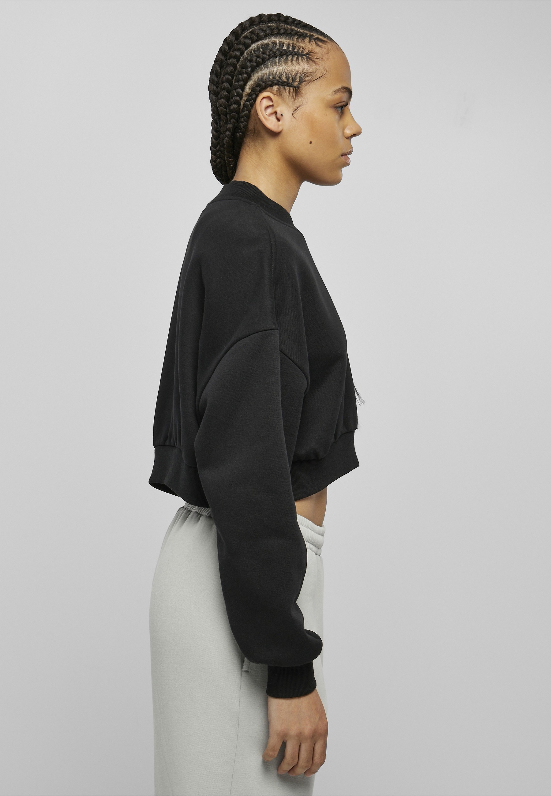 URBAN CLASSICS Sweater »Urban Classics Damen Ladies Cropped V-Neck«
