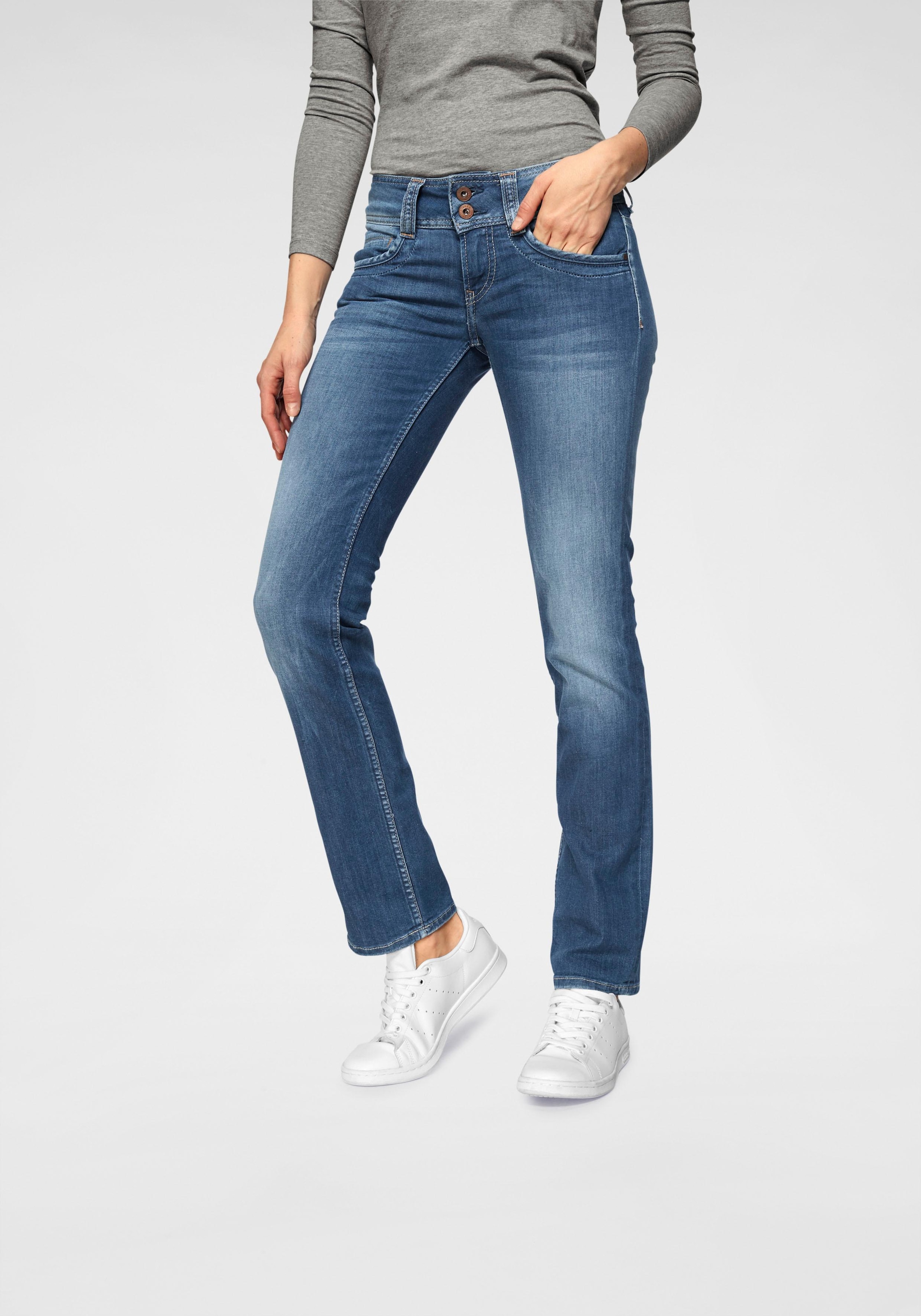 Qualtät »GEN«, mit für in kaufen BAUR schöner Jeans | Doppel-Knopf-Bund Bein geradem Pepe und Straight-Jeans