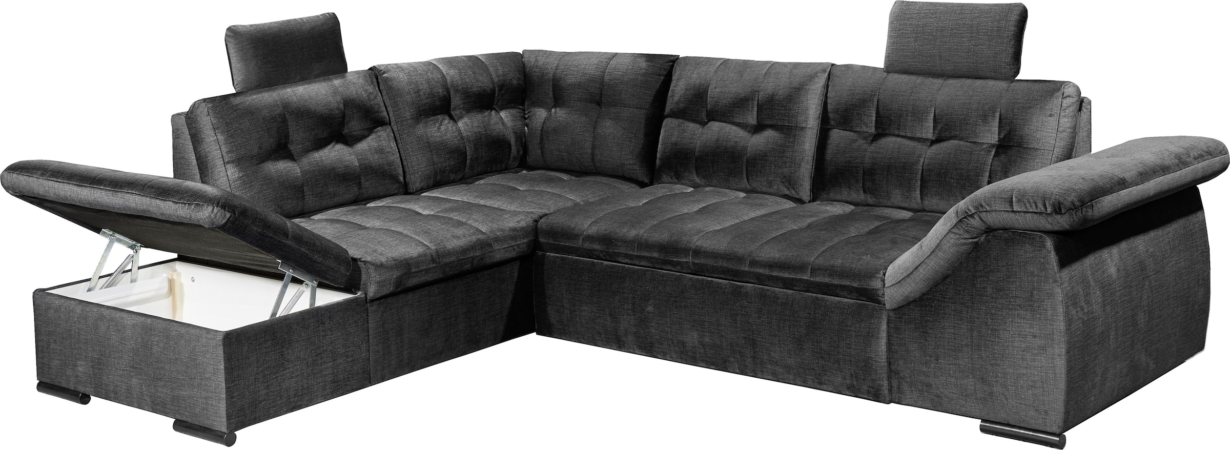 ED EXCITING DESIGN Ecksofa »Estrella L-Form«, mit Bettfunktion, Bettkasten, Armteilverstellung & Kopfstützen