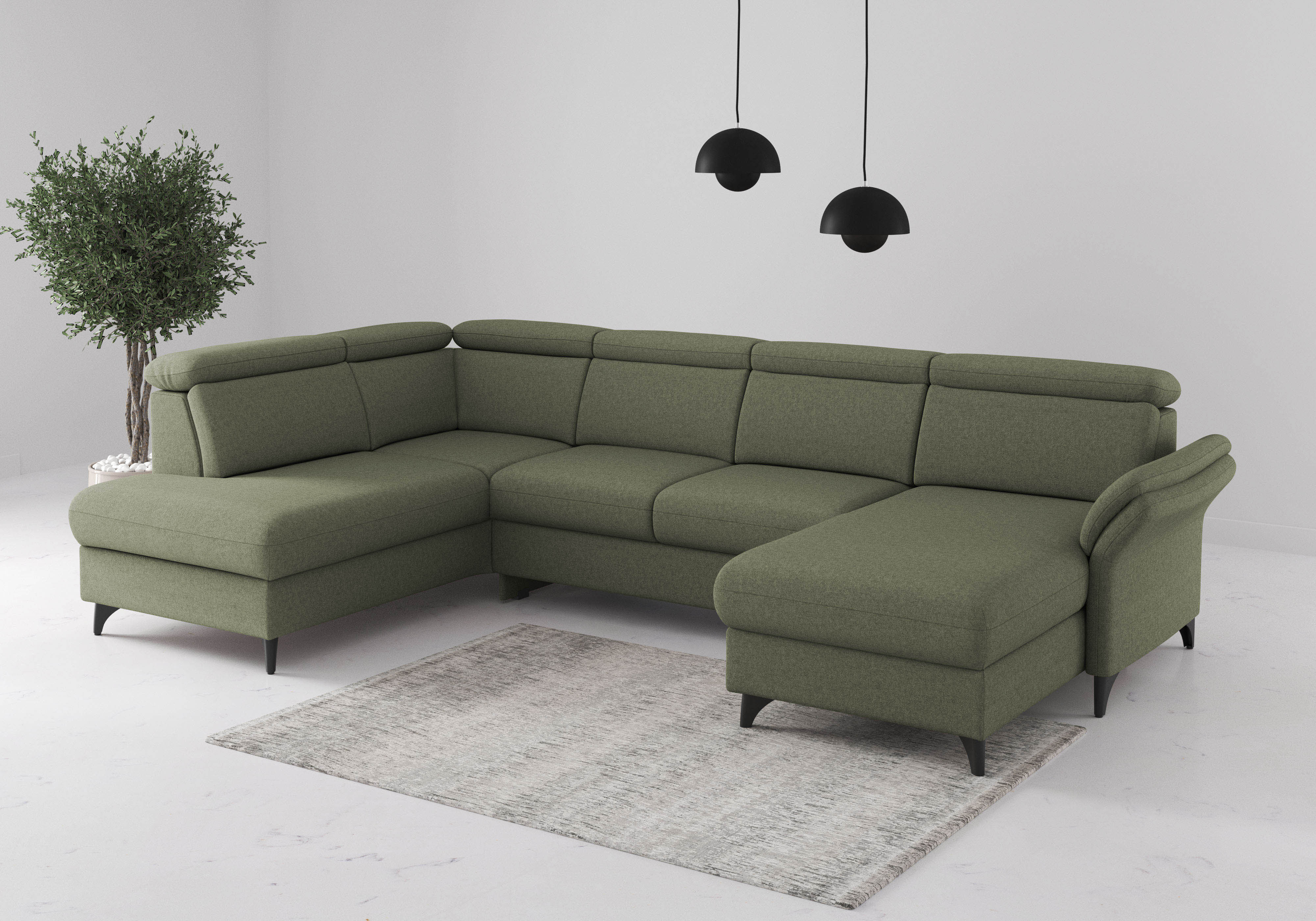 sit&more Wohnlandschaft "Glendale, U-Form" inkl. Kopfteilverstellung,wahlweise mit Vorziehsitz und Bettkasten