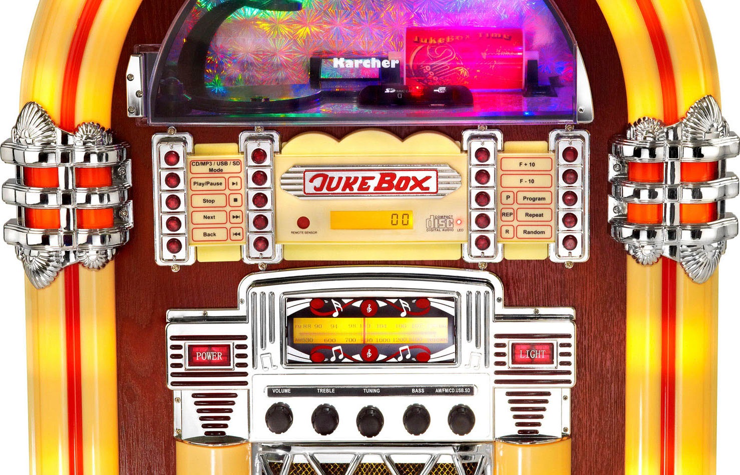Karcher JB 6604 Jukebox mit Lichtshow - MP3 & CD-Player - Radio - USB / SD / MMC 2