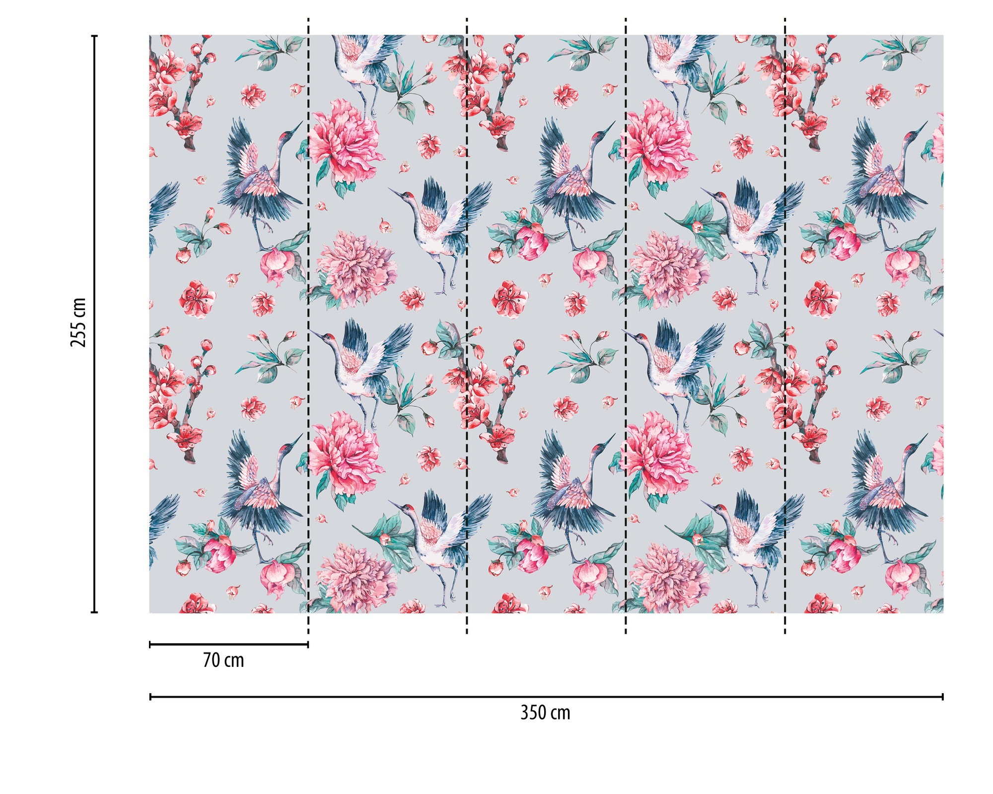 A.S. Création Vliestapete »Florale Fototapete Rosa Grau  Asiatisch« matt strukturiert