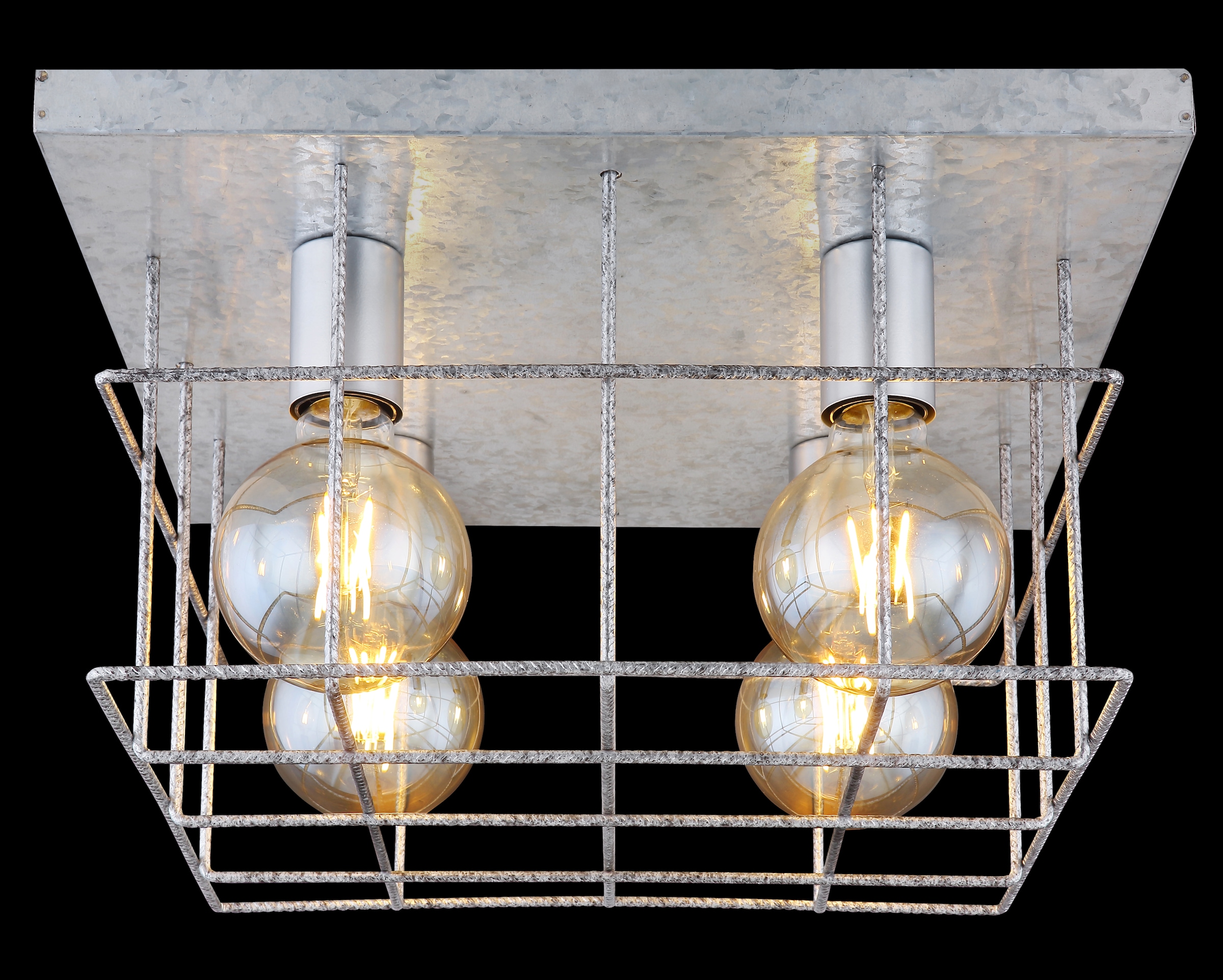 GLOBO LIGHTING Deckenleuchte »MERRIL« E27 1 Stk. Zinkfarbene Deckenleuchte mit Käfig aus Betonstahl-Gitter