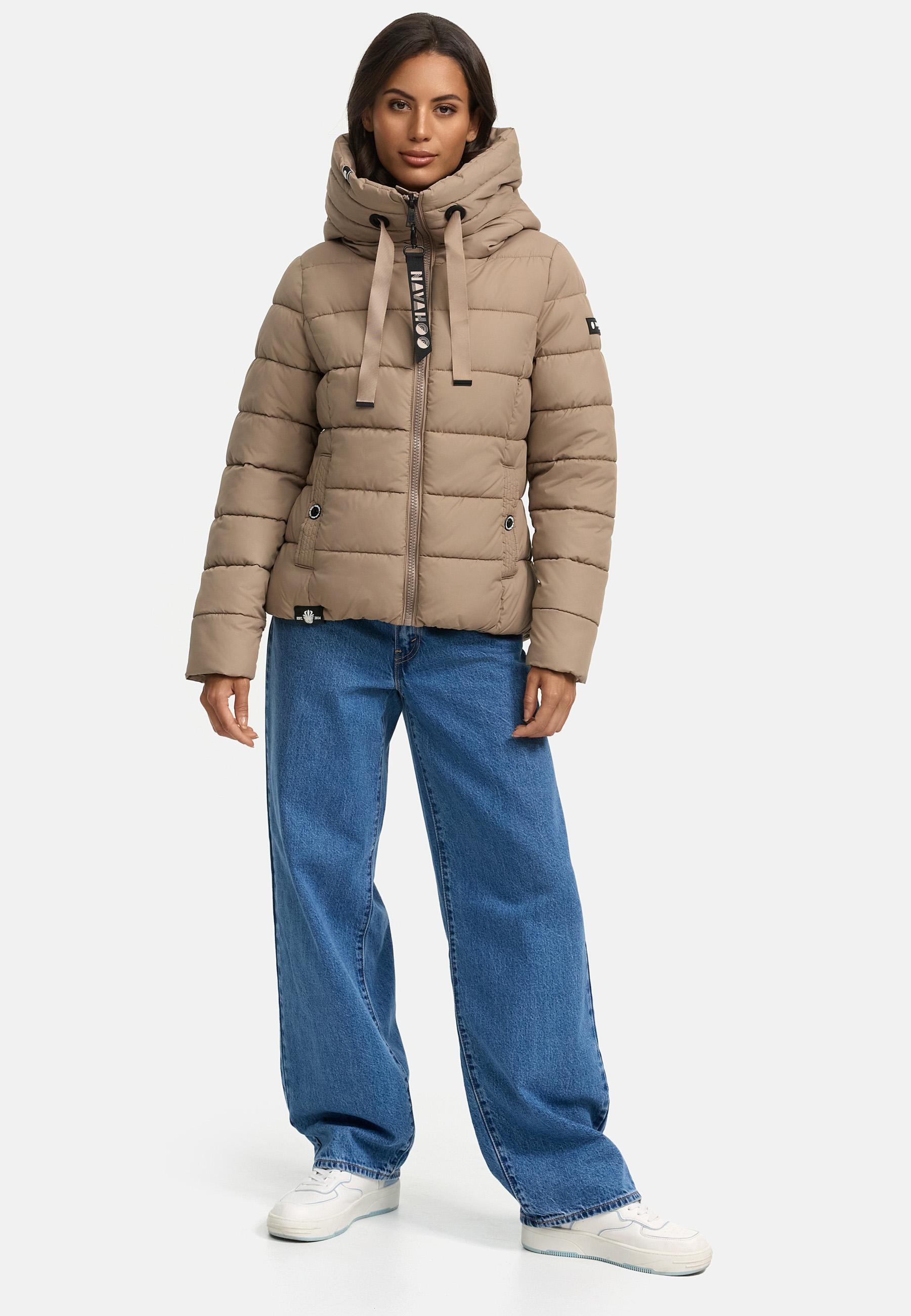 Navahoo Steppjacke »Amayaa«, mit Kapuze, stylische Damen Winterjacke mit coolen Applikationen