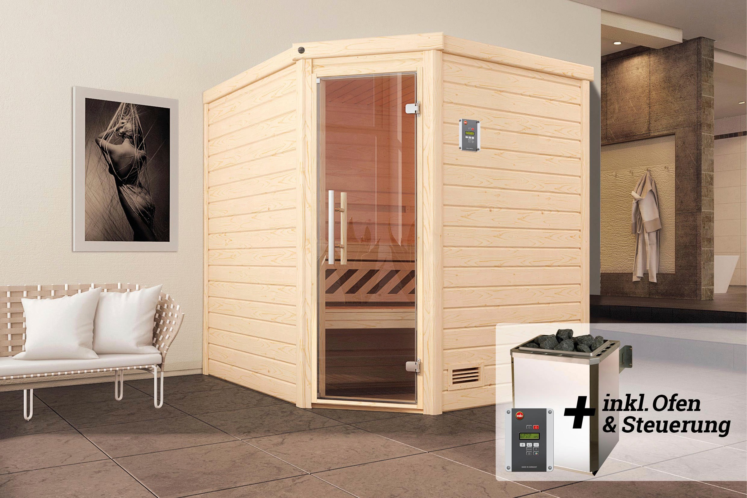 weka Sauna »Turku«, 7,5 kW-Ofen mit digitaler Steuerung