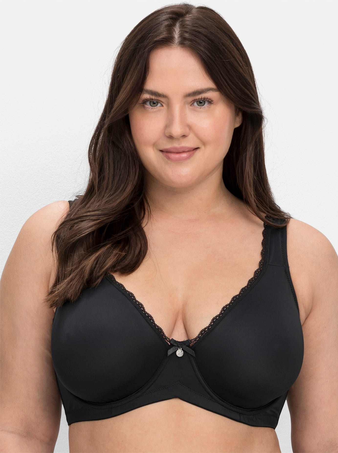 SHEEGO Damen Bügel-BH, Gr. 110, schwarz-weiß, 82% Polyamid, 18% Elasthan, BHs