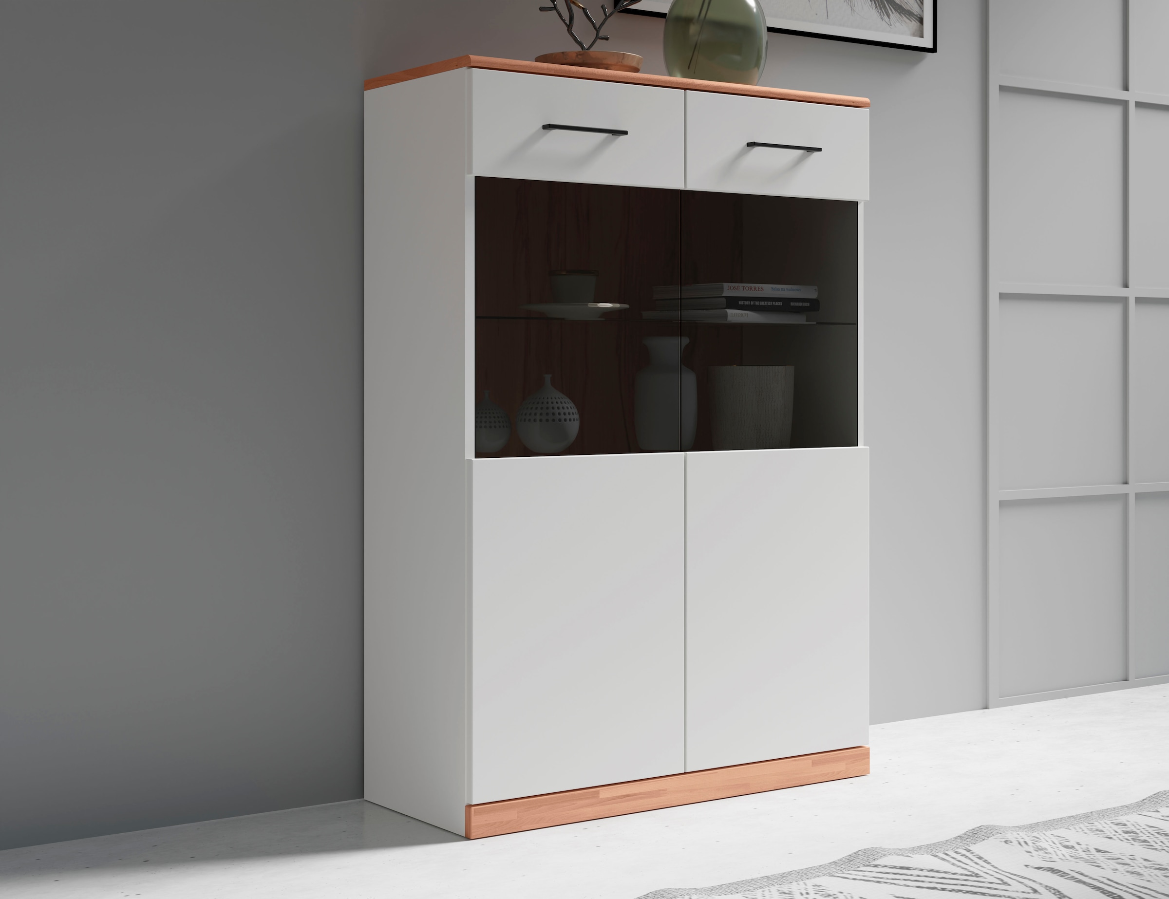 Home affaire Stauraumvitrine "Ribe,125cm hoch,112cm breit,4 breite Fächer", günstig online kaufen