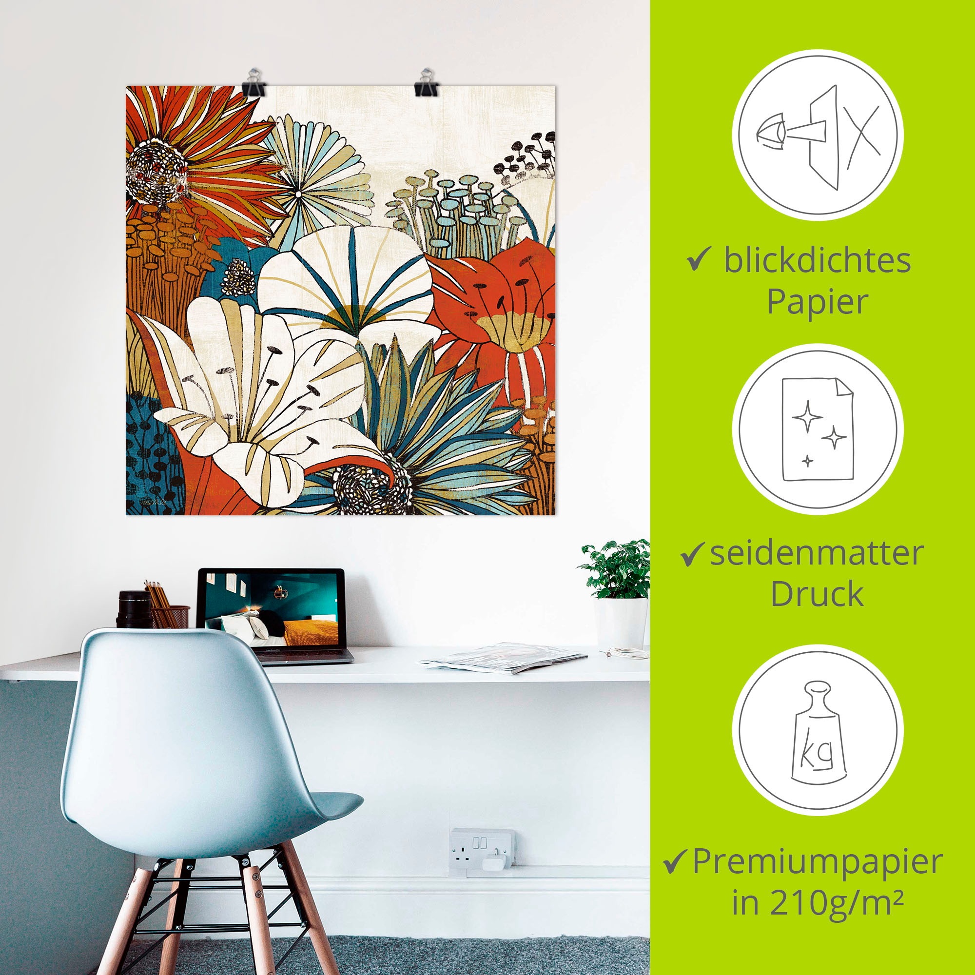Artland Wandbild »Zeitgenössischer Garten I«, Blumen, (1 St.), als Leinwandbild, Poster in verschied. Größen