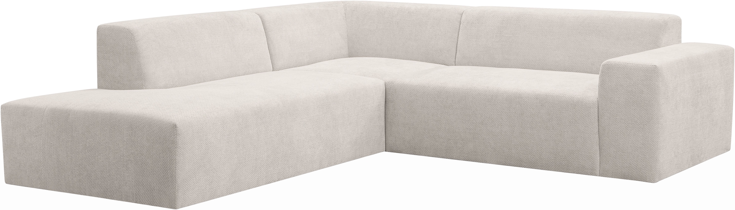 WERK2 Ecksofa »Zeus-M, tolles Sofa mit schönen Details, L-Form«, Curvy Trend Garnitur, urbane Optik, komfortable Wellenunterfederung