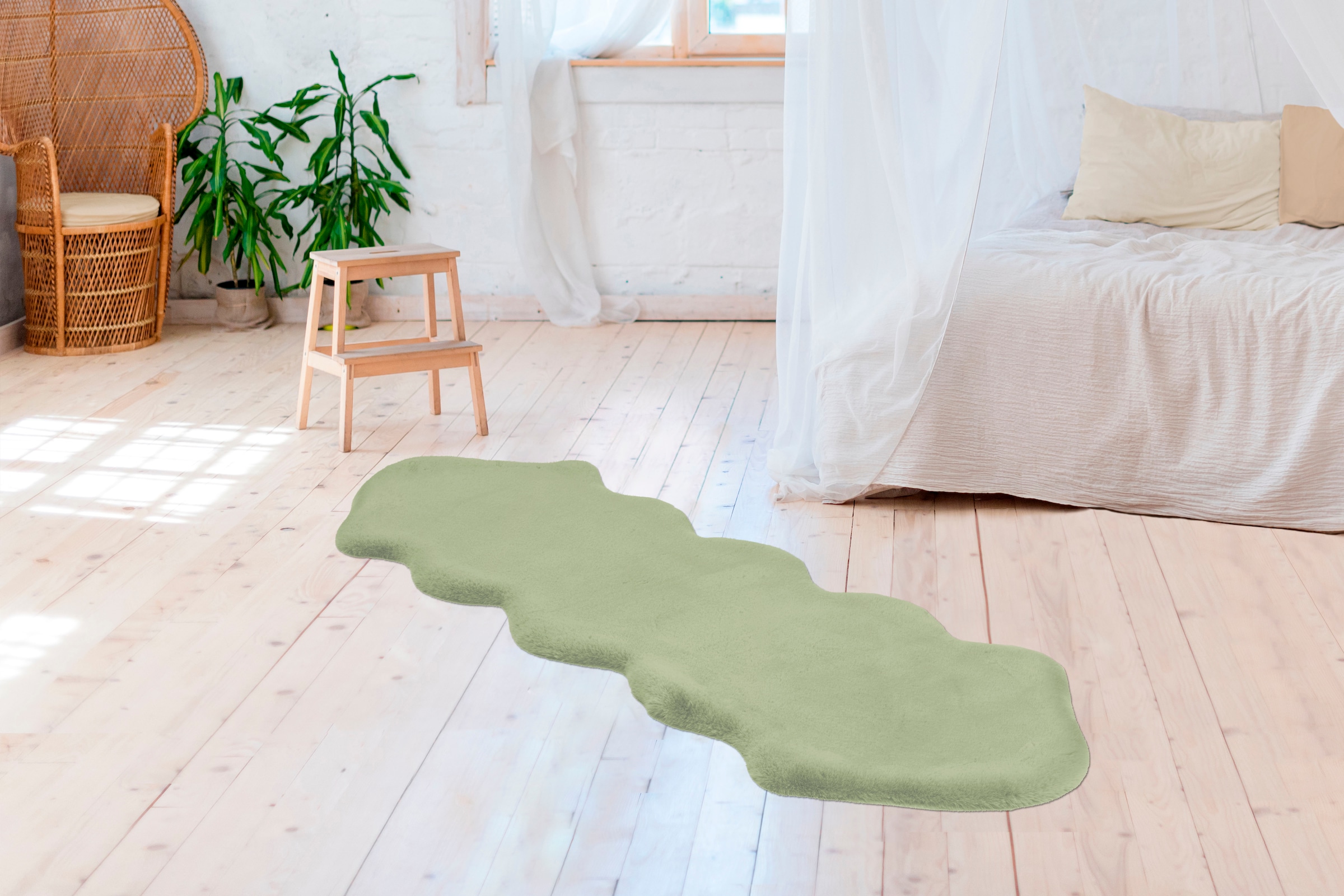 Arte Espina Fellteppich »Rabbit 300«, fellförmig, 35 mm Höhe, Kunstfell, Kaninchenfell-Haptik, supersoft, ideal als Bettvorleger