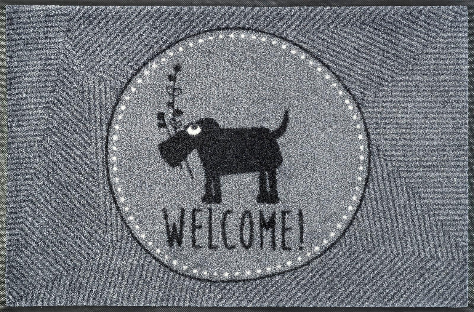 wash+dry by Kleen-Tex Fußmatte »Herr Just, Welcome«, rechteckig, Schmutzfangmatte, Motiv Hund, mit Spruch, rutschhemmend