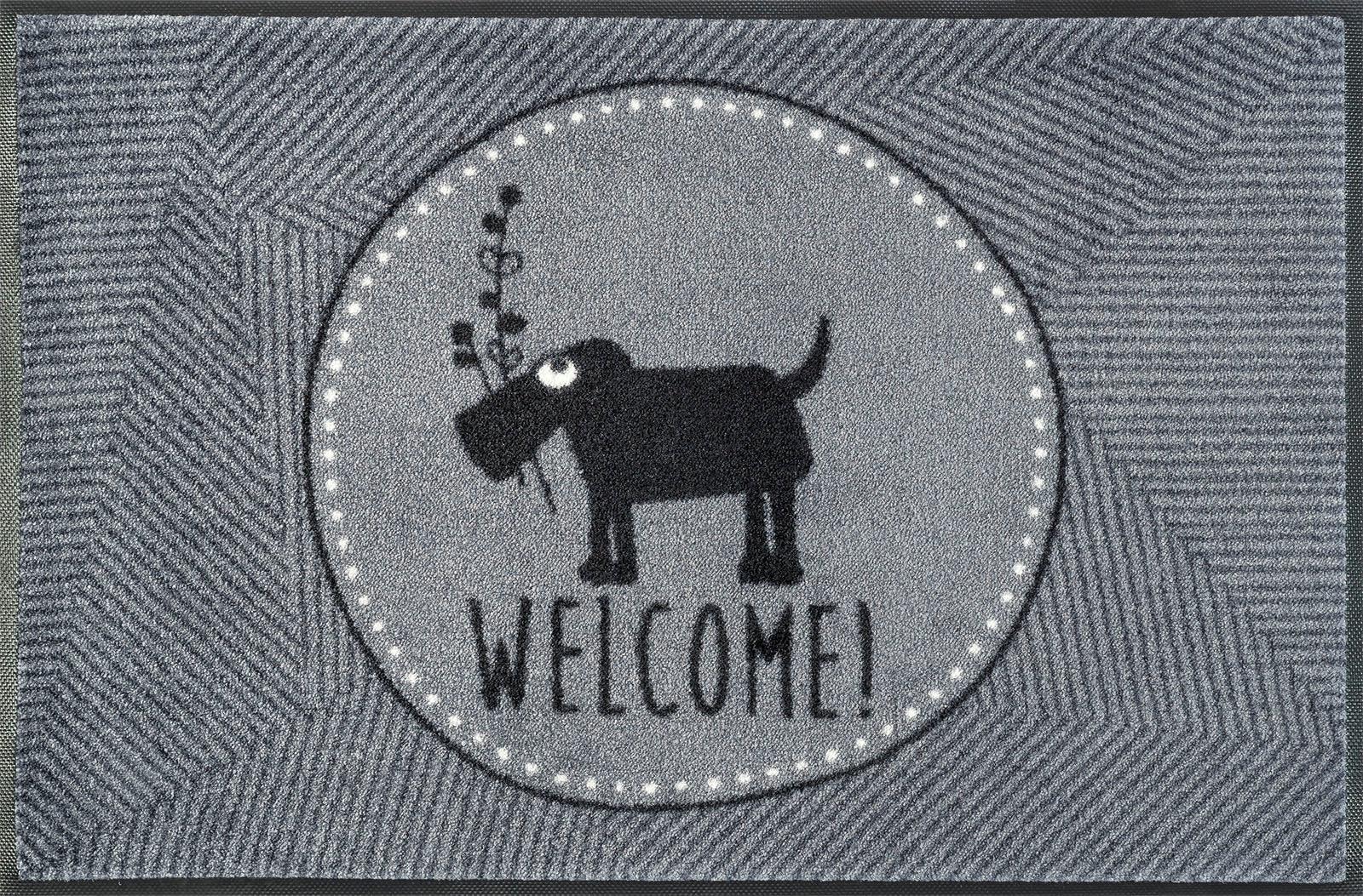 wash+dry by Kleen-Tex Fußmatte "Herr Just, Welcome" rechteckig 9 mm Höhe Sc günstig online kaufen