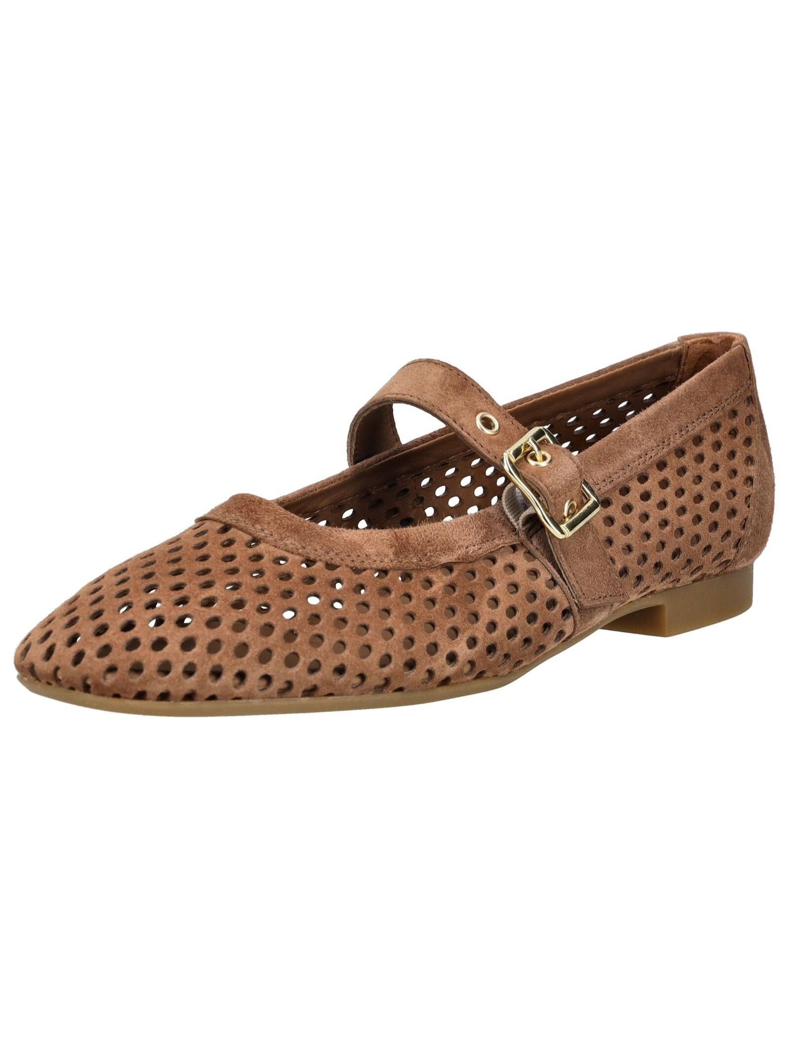 Riemchenballerina PAUL GREEN "Paul Green Ballerinas Veloursleder", Damen, Gr. 40, nut, Veloursleder, Schuhe Riemchenballerina, Topseller