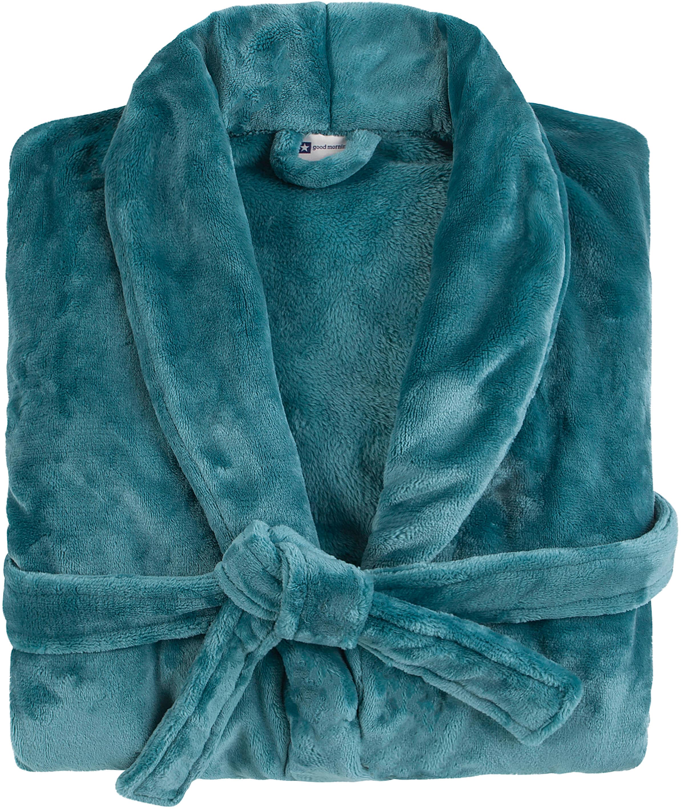 good morning Bademantel »Good morning Bathrobe uni«, (Packung, 1 St., 1x Bademantel), Schalkragen, Gürtel, Taschen, Damen & Herren, Velours, Glanz