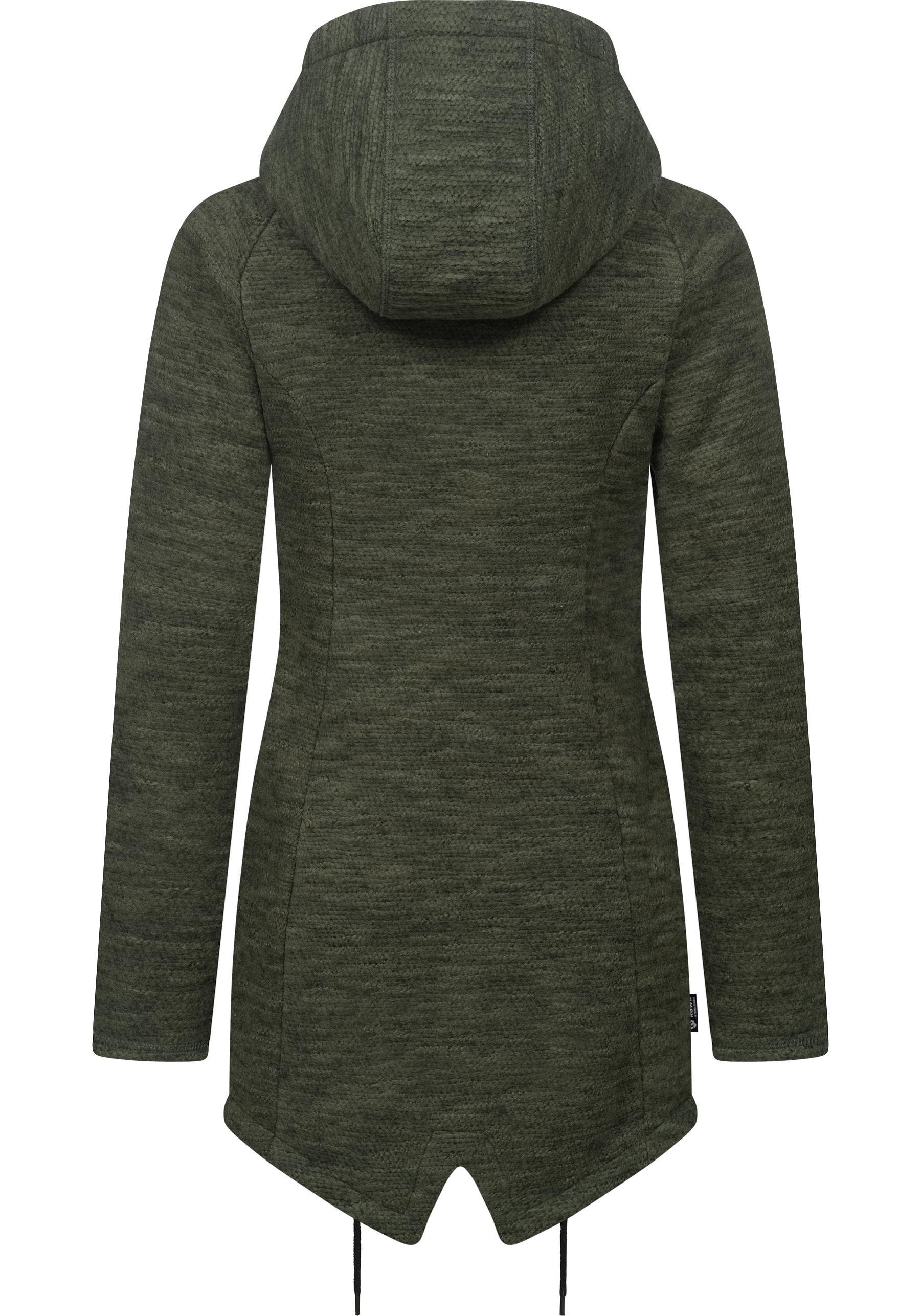 Ragwear Kapuzenstrickjacke »Wingi Melange«, Sportliche Kapuzenjacke mit Teddy-Kunstfell