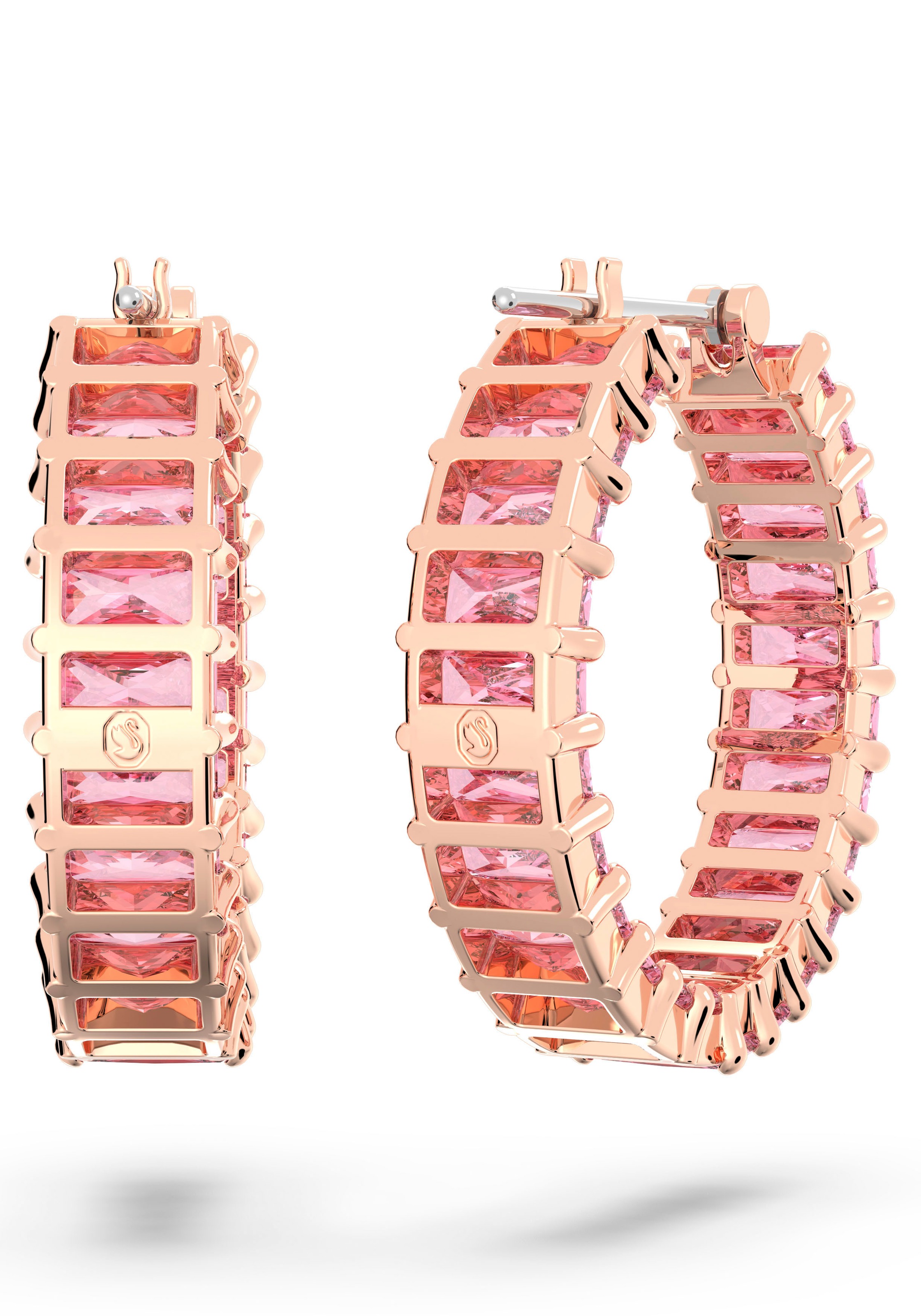 Paar Creolen SWAROVSKI "Matrix", rosa (roségoldfarben, pink, pink), Ohrringe, Damen, Metall, mit Swarovski Kristall 4