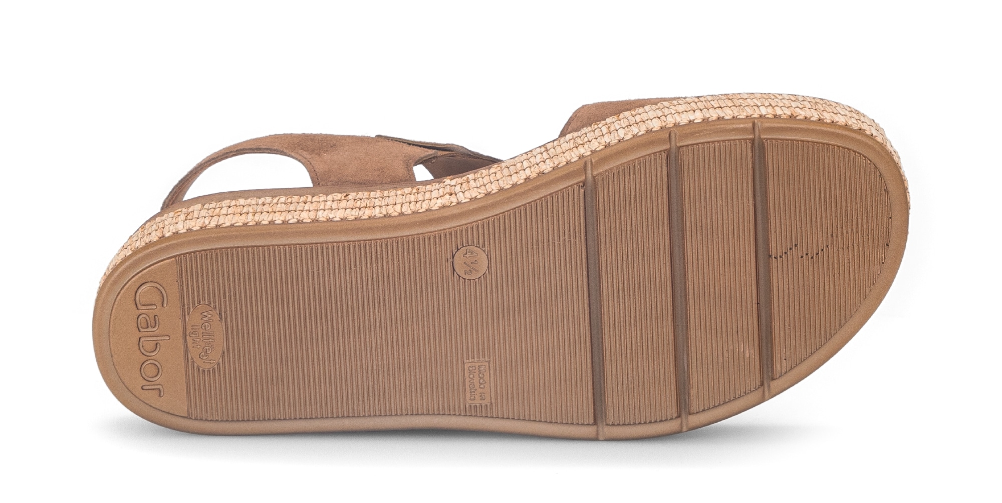 Gabor Keilsandalette  Plateau, Sandale, Sommerschuh mit dekorativer Zierschnalle aus Bast